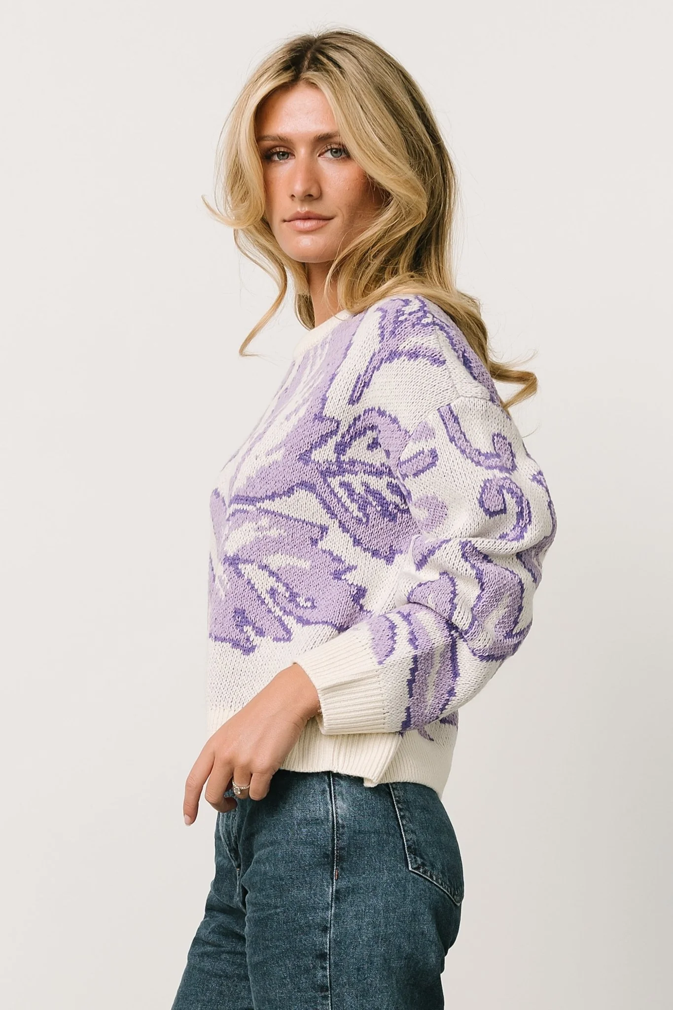 Livy Knit Sweater | Lilac Print