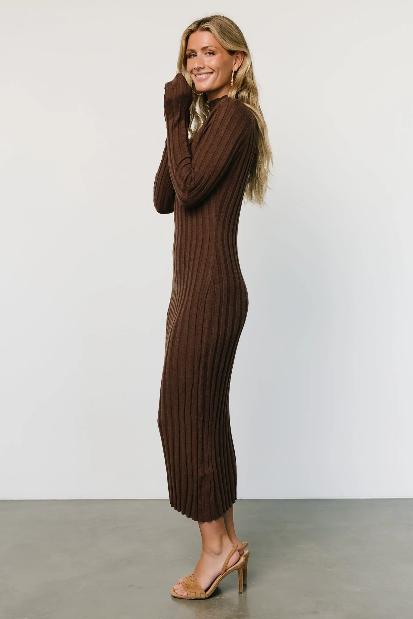 Oliver Ribbed Sweater Dress | Chocolate