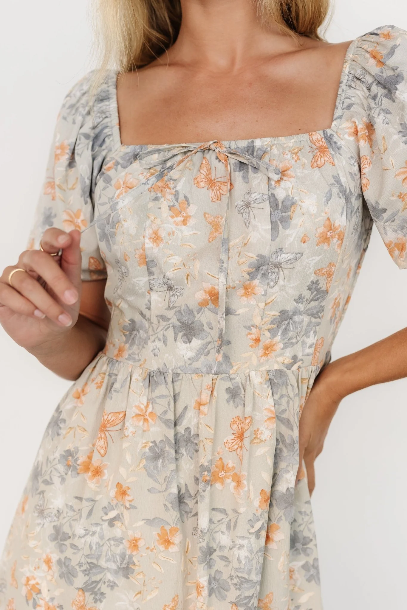 Sonnet Short Dress | Dusty Blue Print