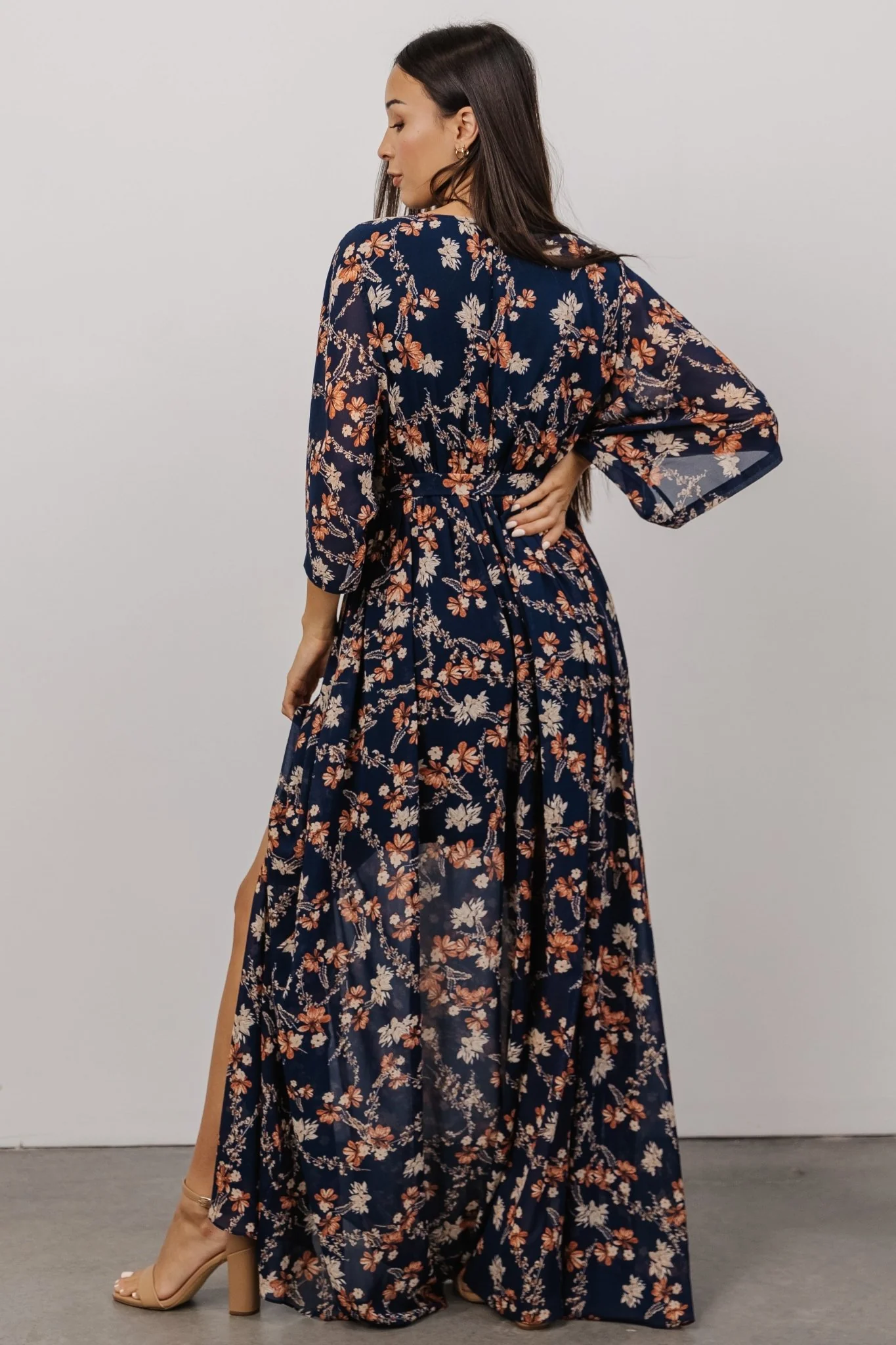 Kia Kimono Maxi Dress | Dark Blue Floral