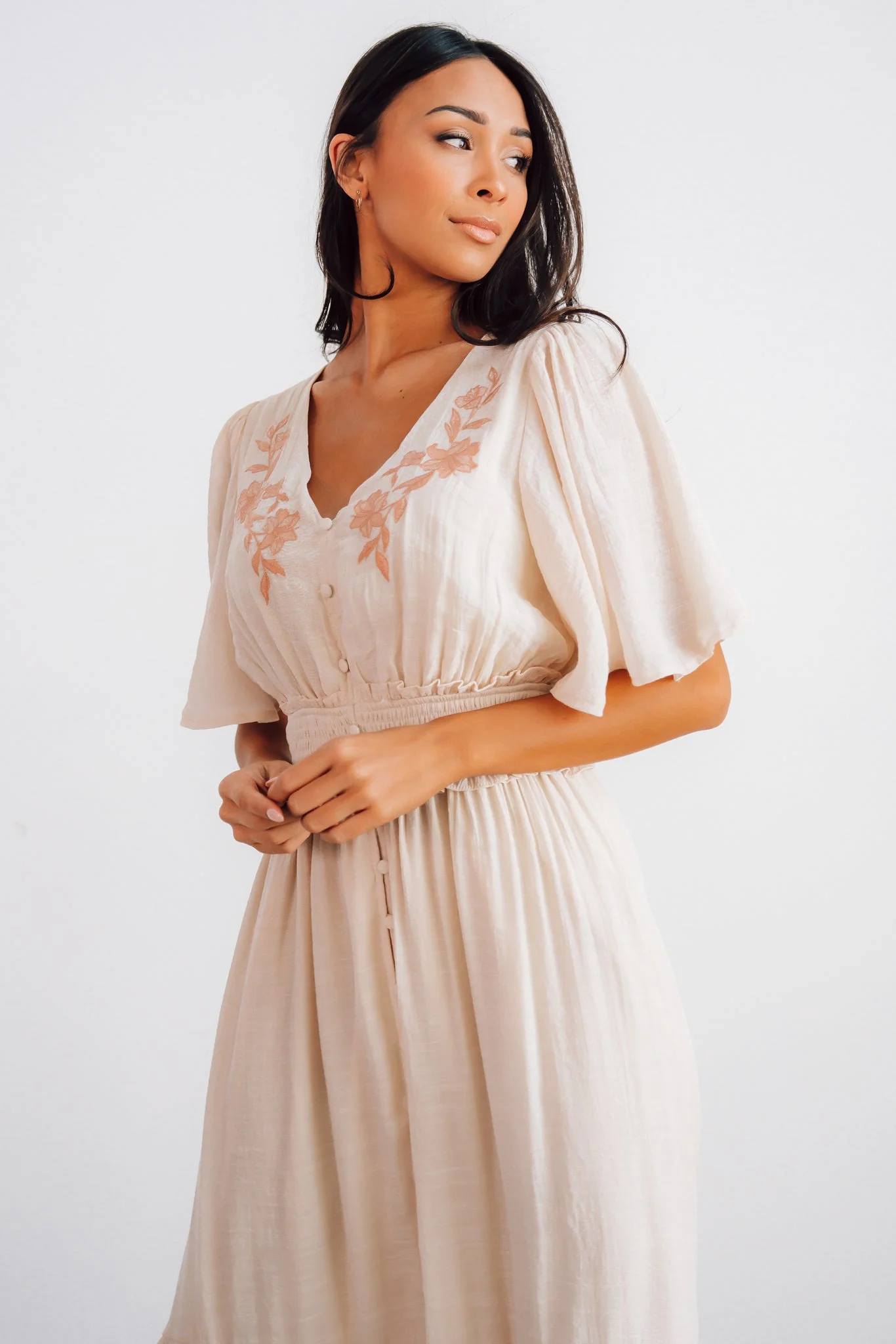 Luz Embroidered Maxi Dress | Natural