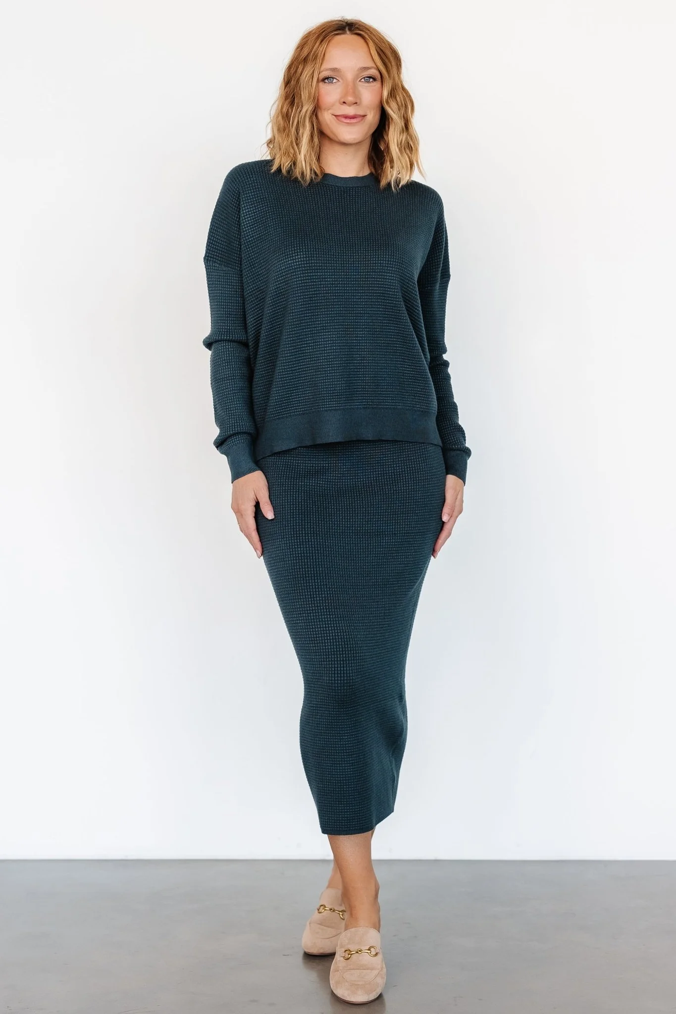 Carey Waffle Sweater | Midnight Blue