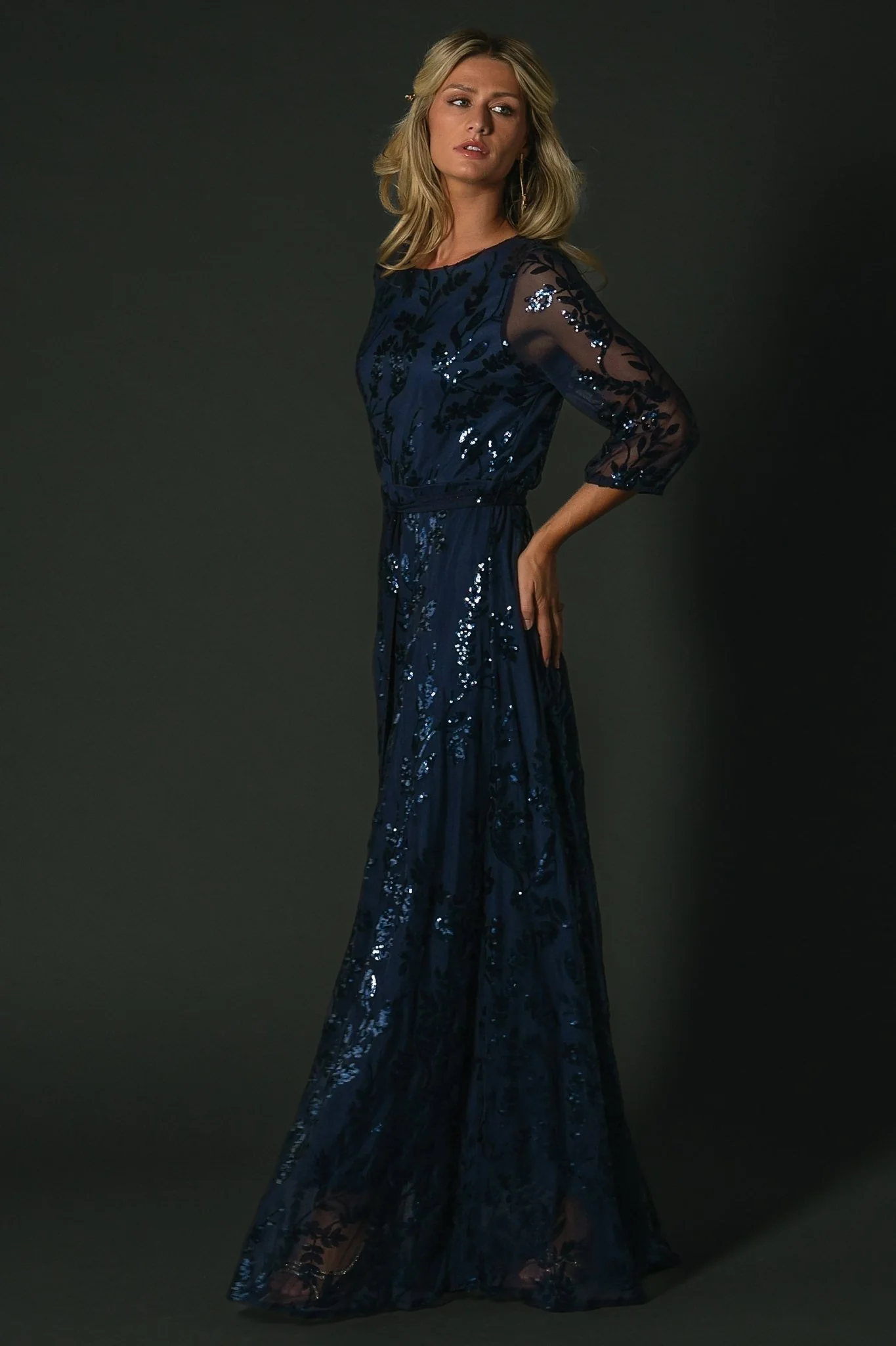 Destiny Sequin Maxi Dress | Navy