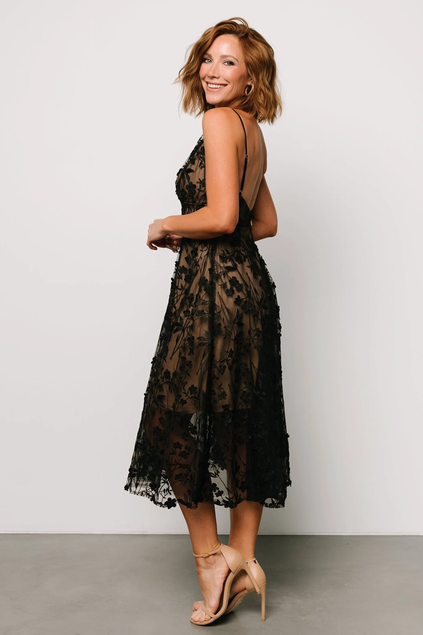 Larissa Midi Dress | Black + Nude