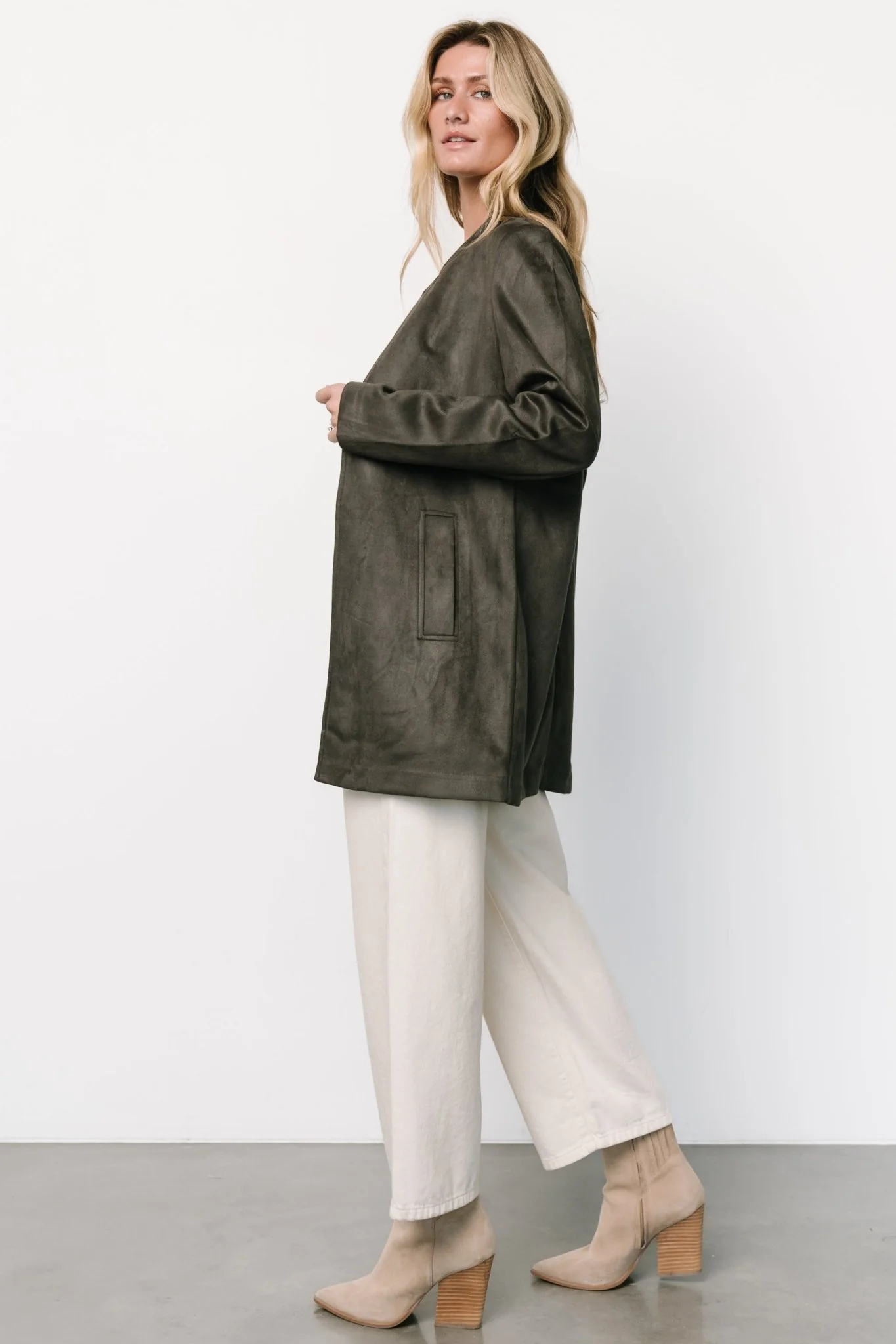 Queenie Faux Suede Jacket | Charcoal