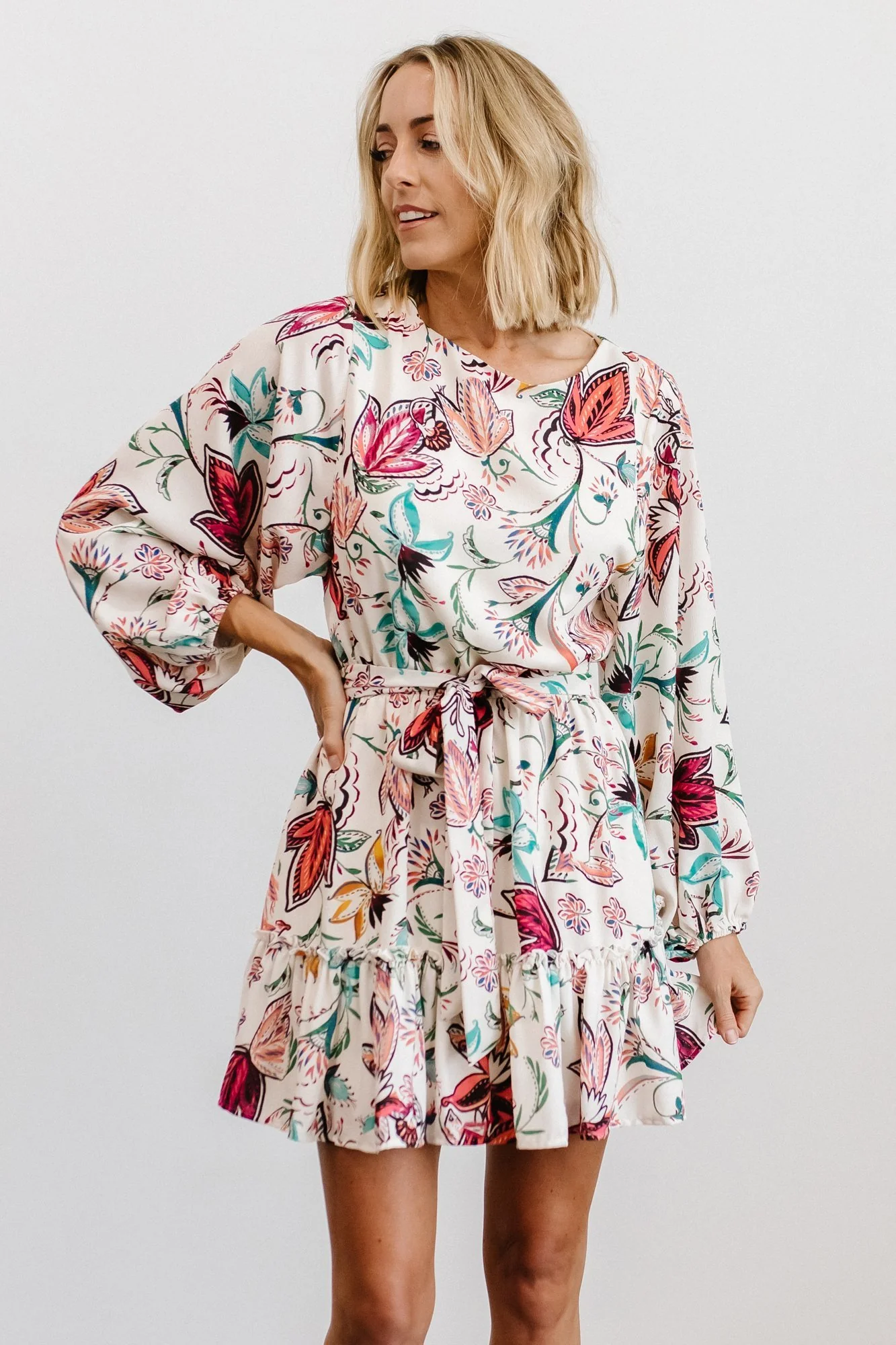 Tally Mini Dress | Off White Multi Print