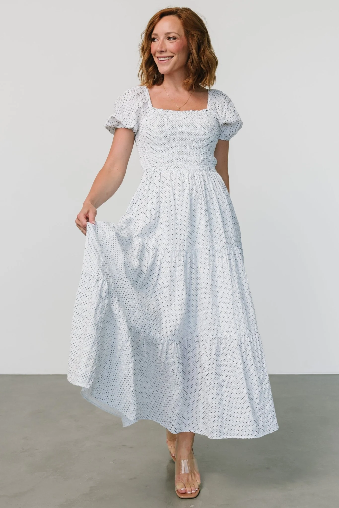 Calliope Smocked Maxi Dress | White Print