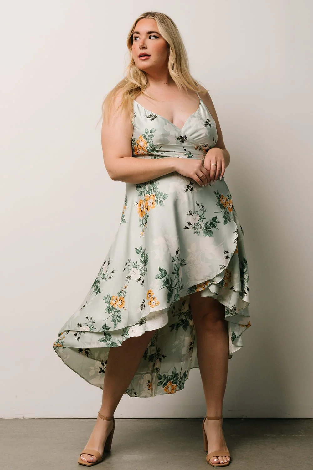Steffi Tulip Wrap Dress | Light Sage Floral