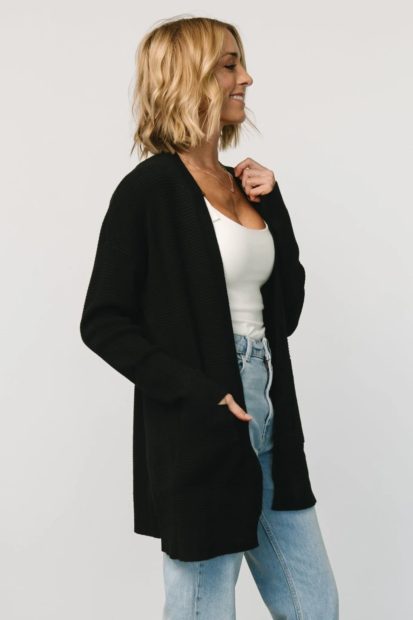 Portsmouth Waffle Cardigan | Black