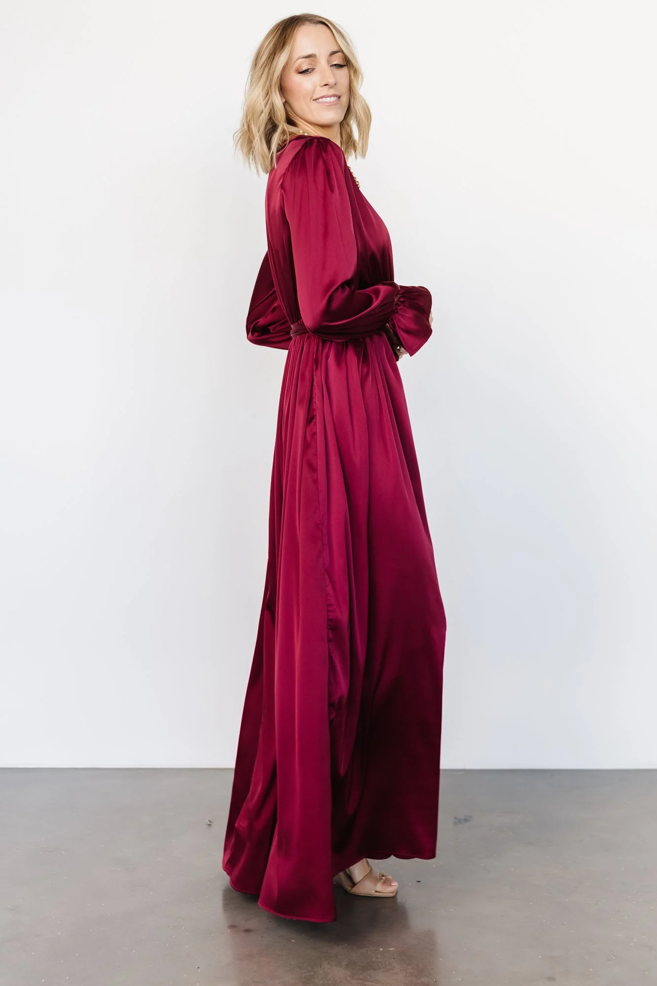 Holly Satin Maxi Dress | Cranberry