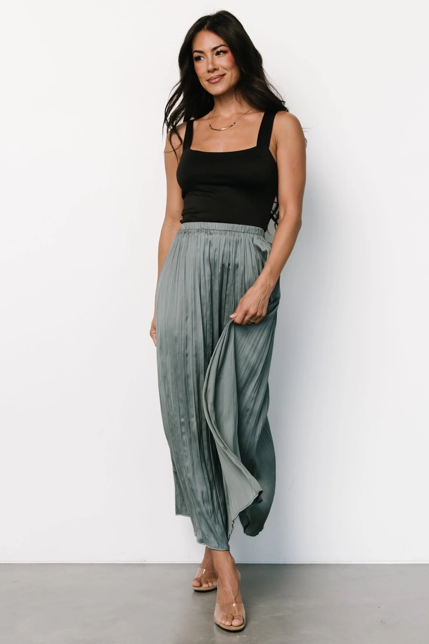 Baker Satin Skirt | Eucalyptus