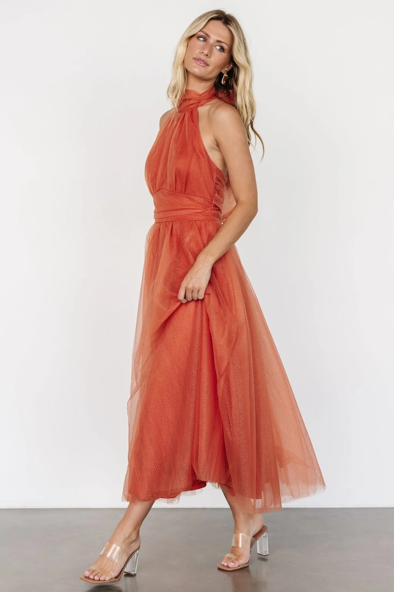 Thea Halter Dress | Rust