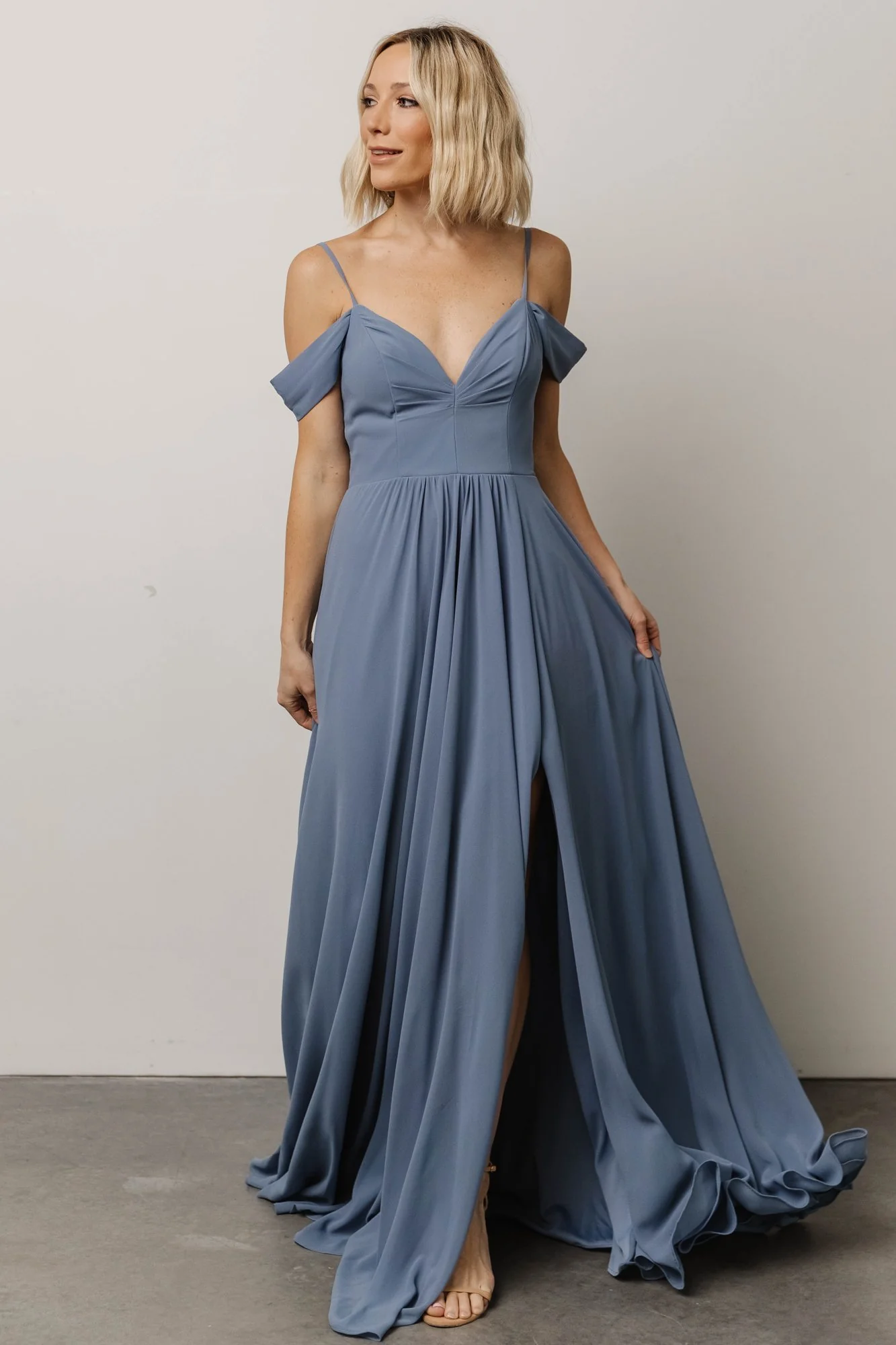 Bianca Lace Maxi Dress | Dusty Blue