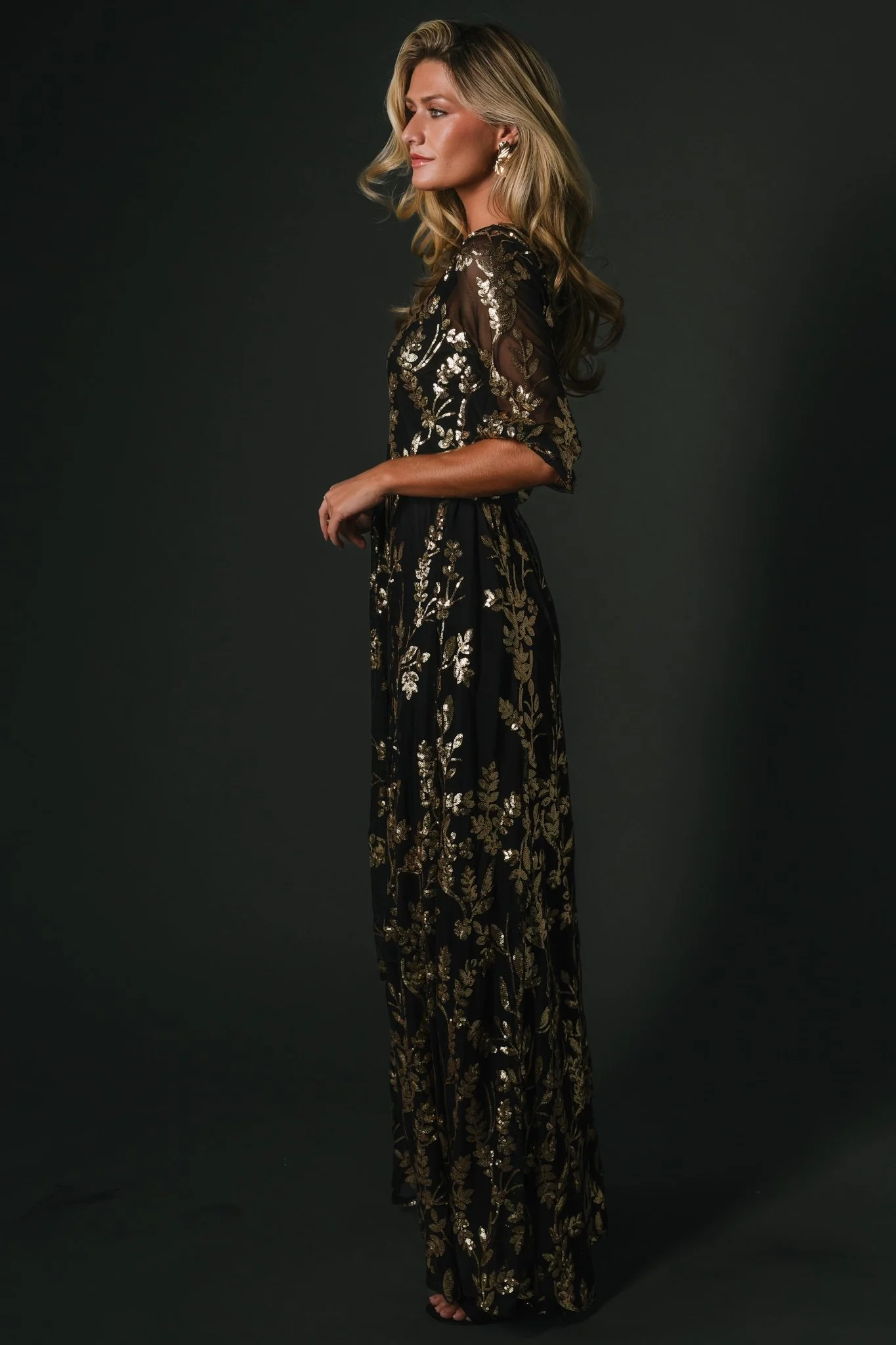 Destiny Sequin Maxi Dress | Black + Gold