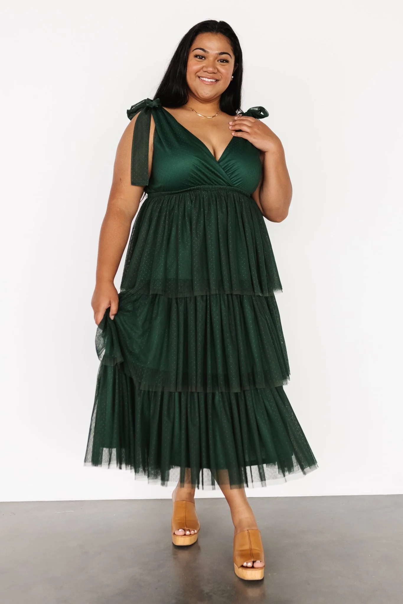 Tessa Tiered Tulle Tank Dress | Dark Green
