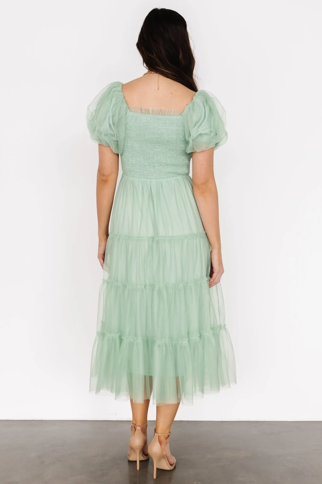Liv Tulle Midi Dress | Light Green