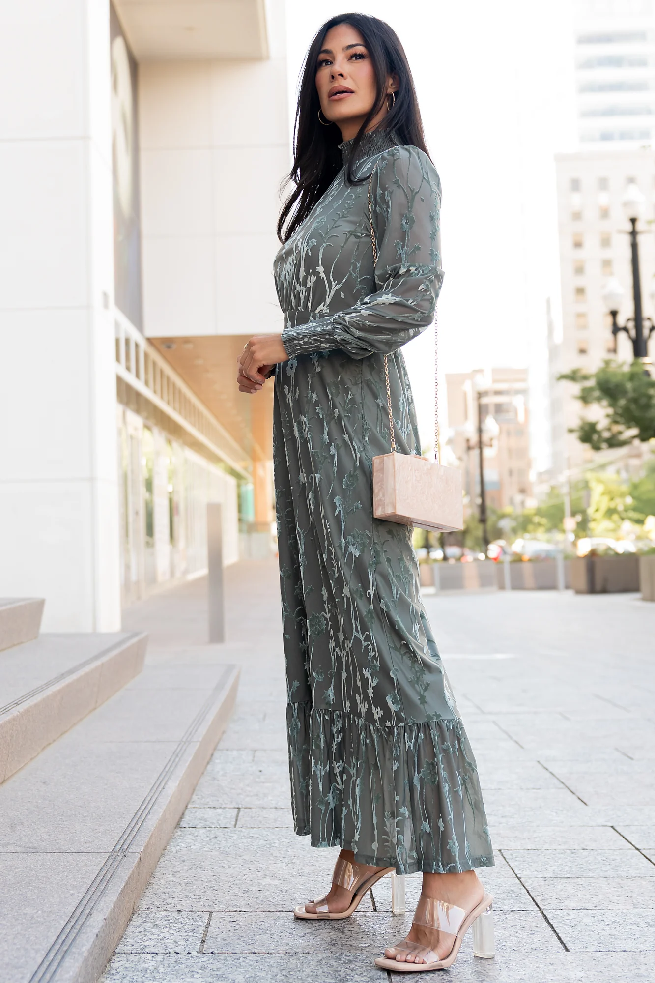 Penelope Velvet Maxi Dress | Sage