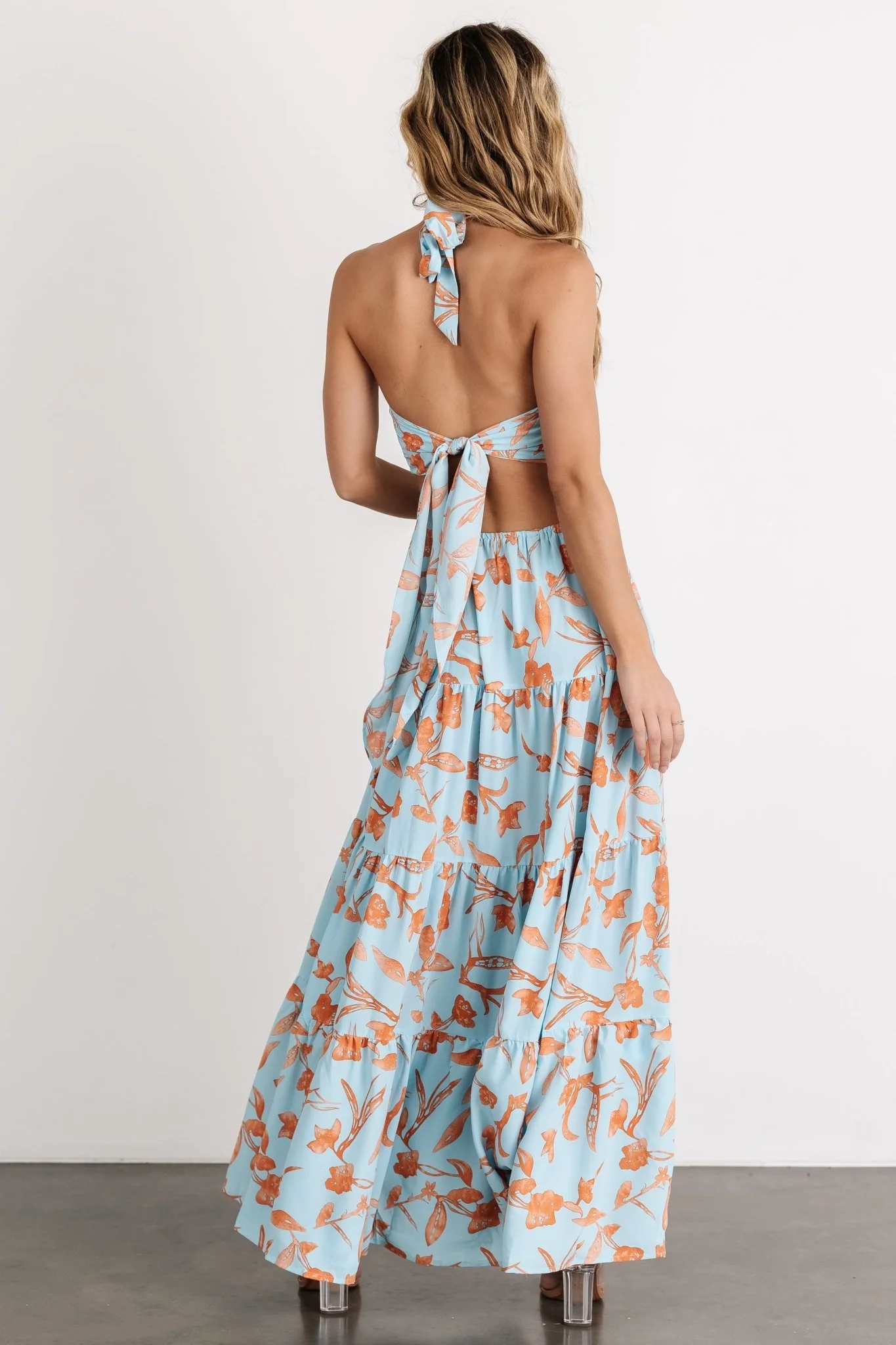 Laie Back Tie Maxi Dress | Blue + Orange