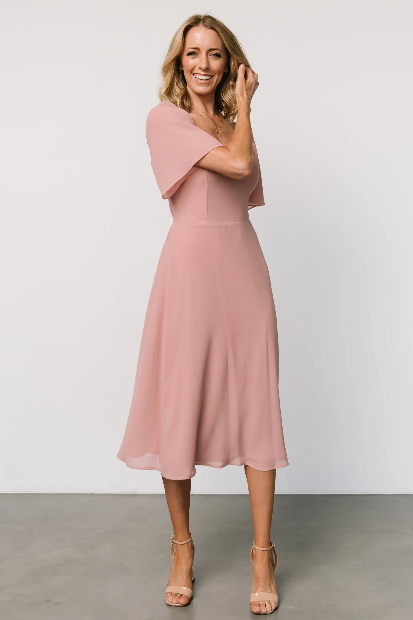 Colette Sweetheart Midi Dress | Blush