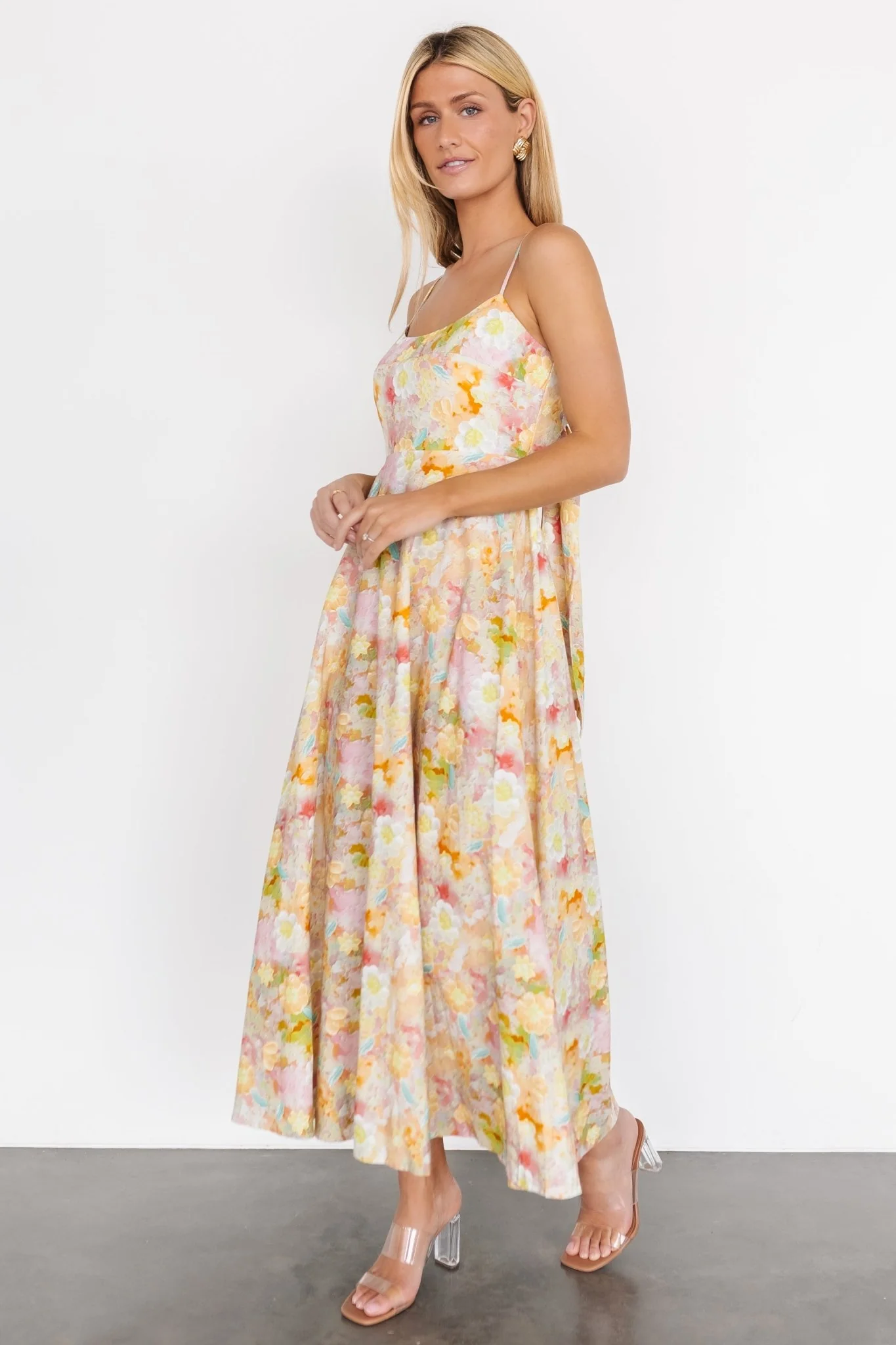 Katalina Back Tie Midi Dress | Pastel Multi