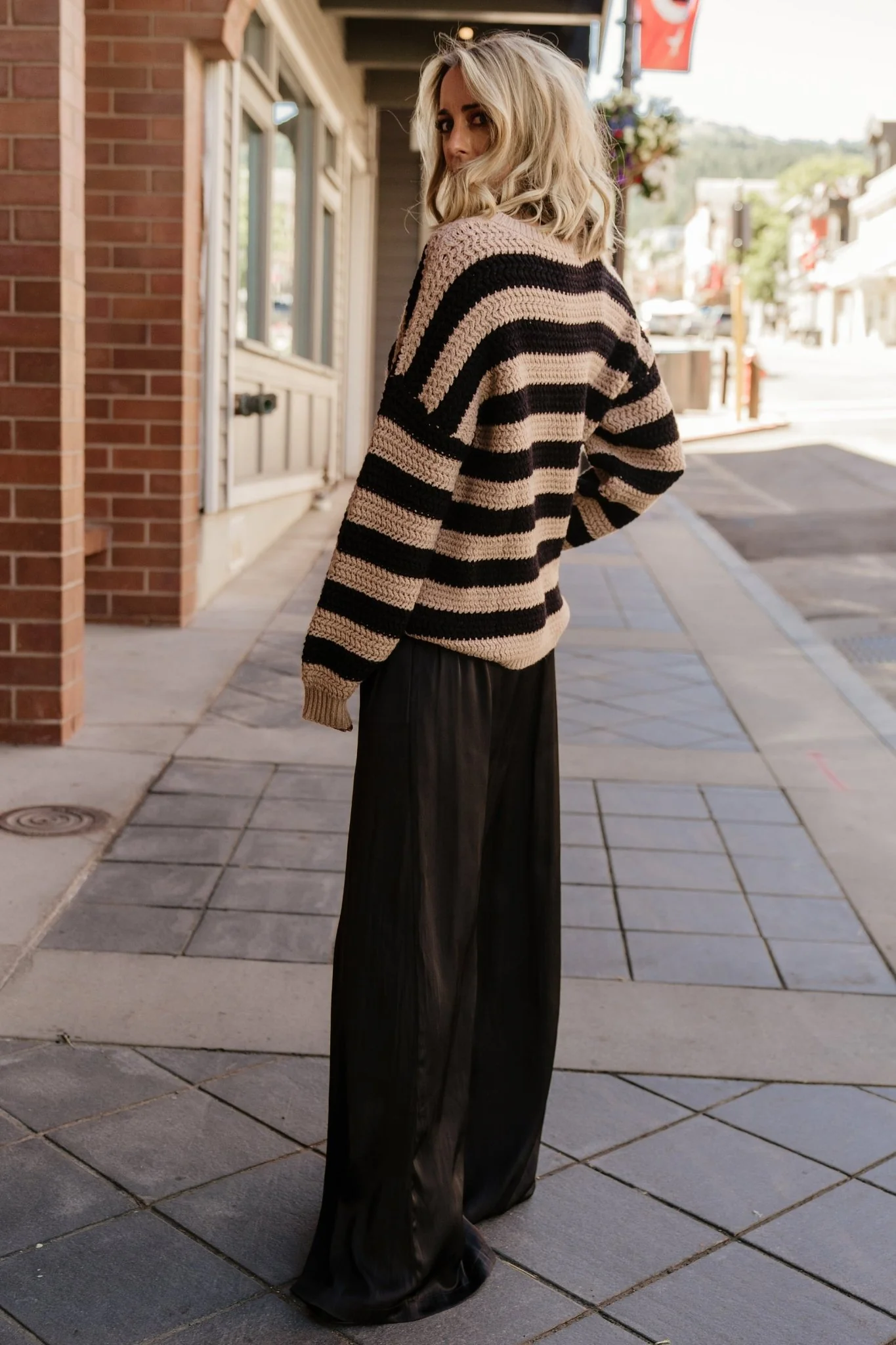 Liam Chunky Knit Sweater | Tan + Black