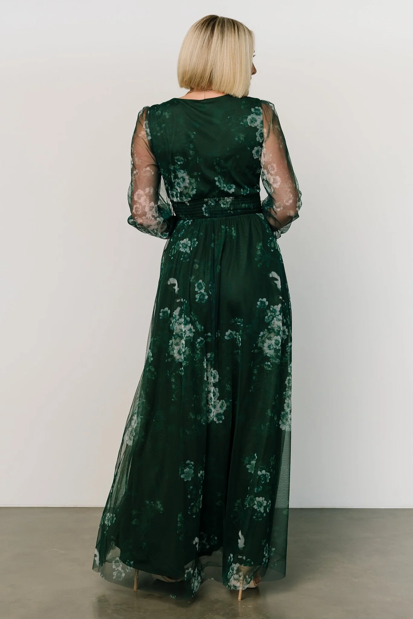 Layla Tulle Maxi Dress | Dark Green Multi