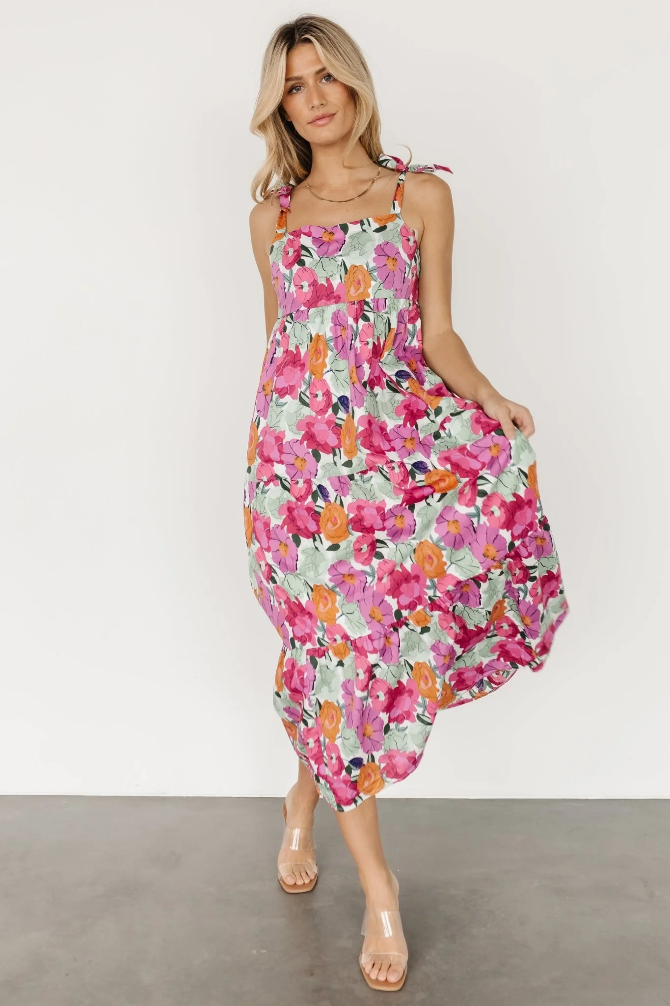 Lakewood Tie Dress | Pink Multi