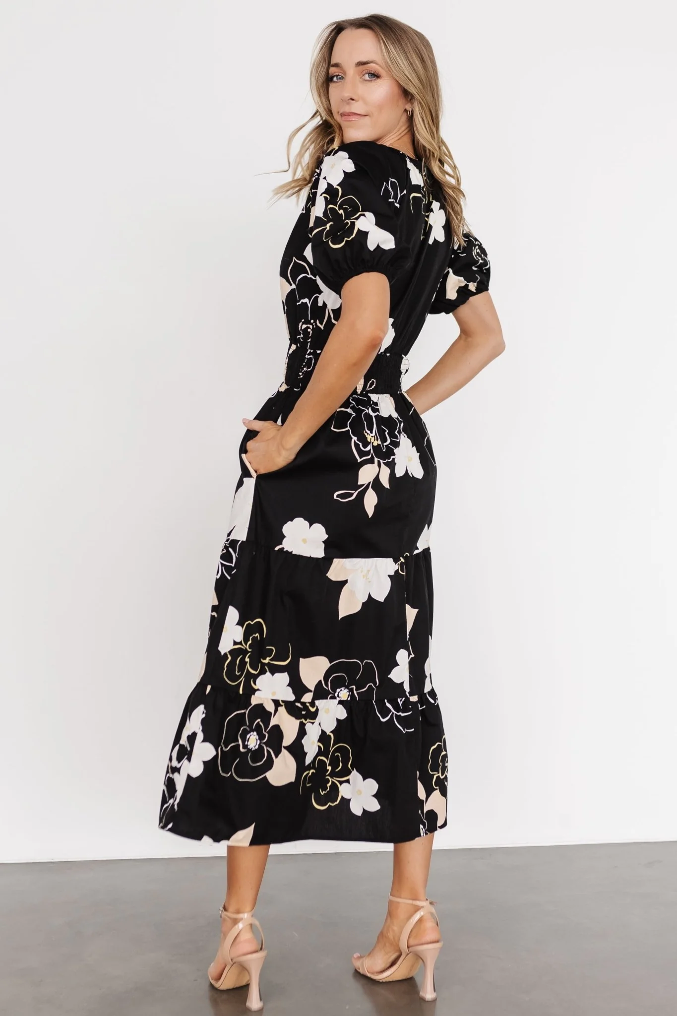 Hacienda Tiered Midi Dress | Black Multi