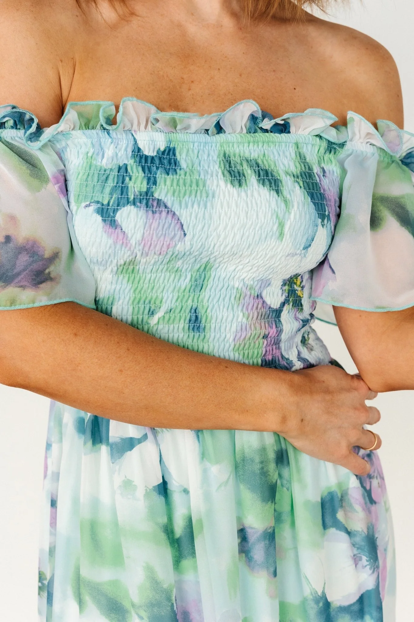 Elina Maxi Dress | Blue + Green Multi Floral