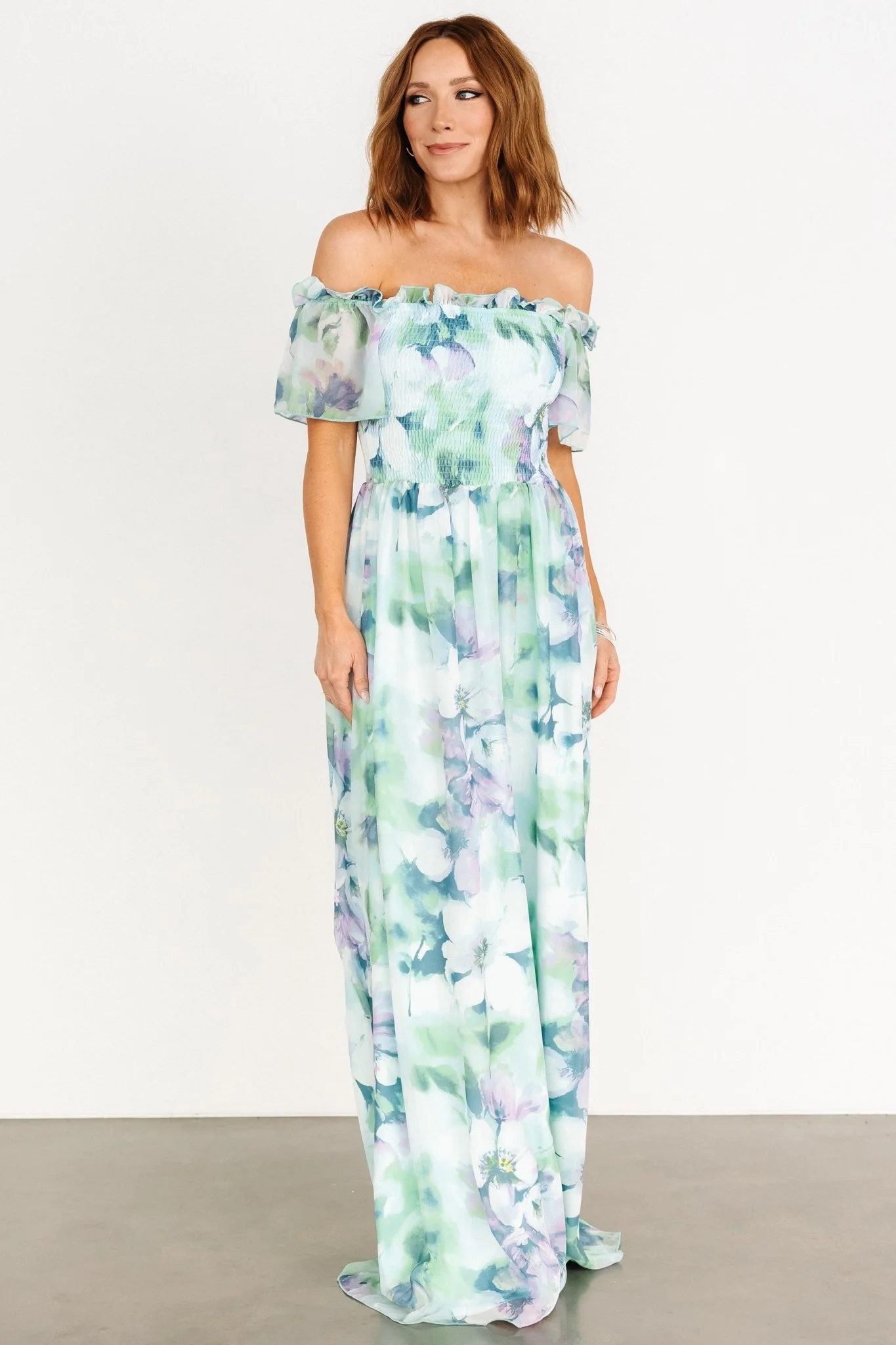 Elina Maxi Dress | Blue + Green Multi Floral