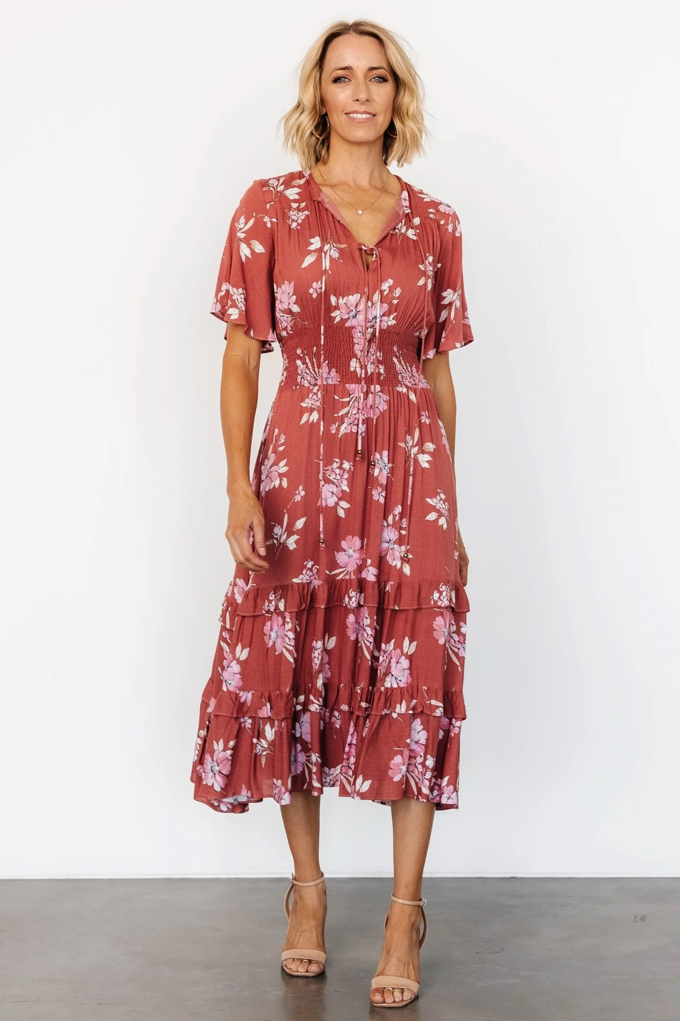 Spell Boho Midi Dress | Terracotta Floral