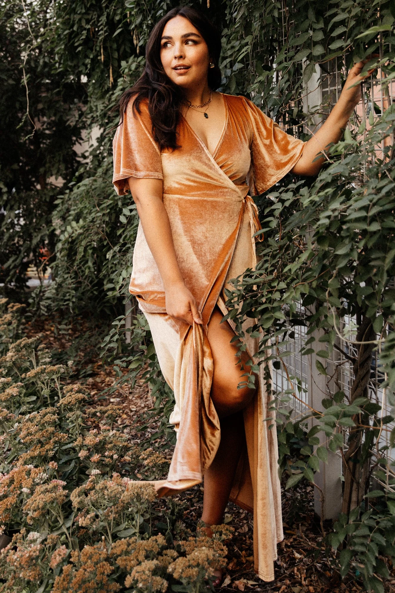 Meghan Velvet Wrap Maxi Dress | Golden Hour