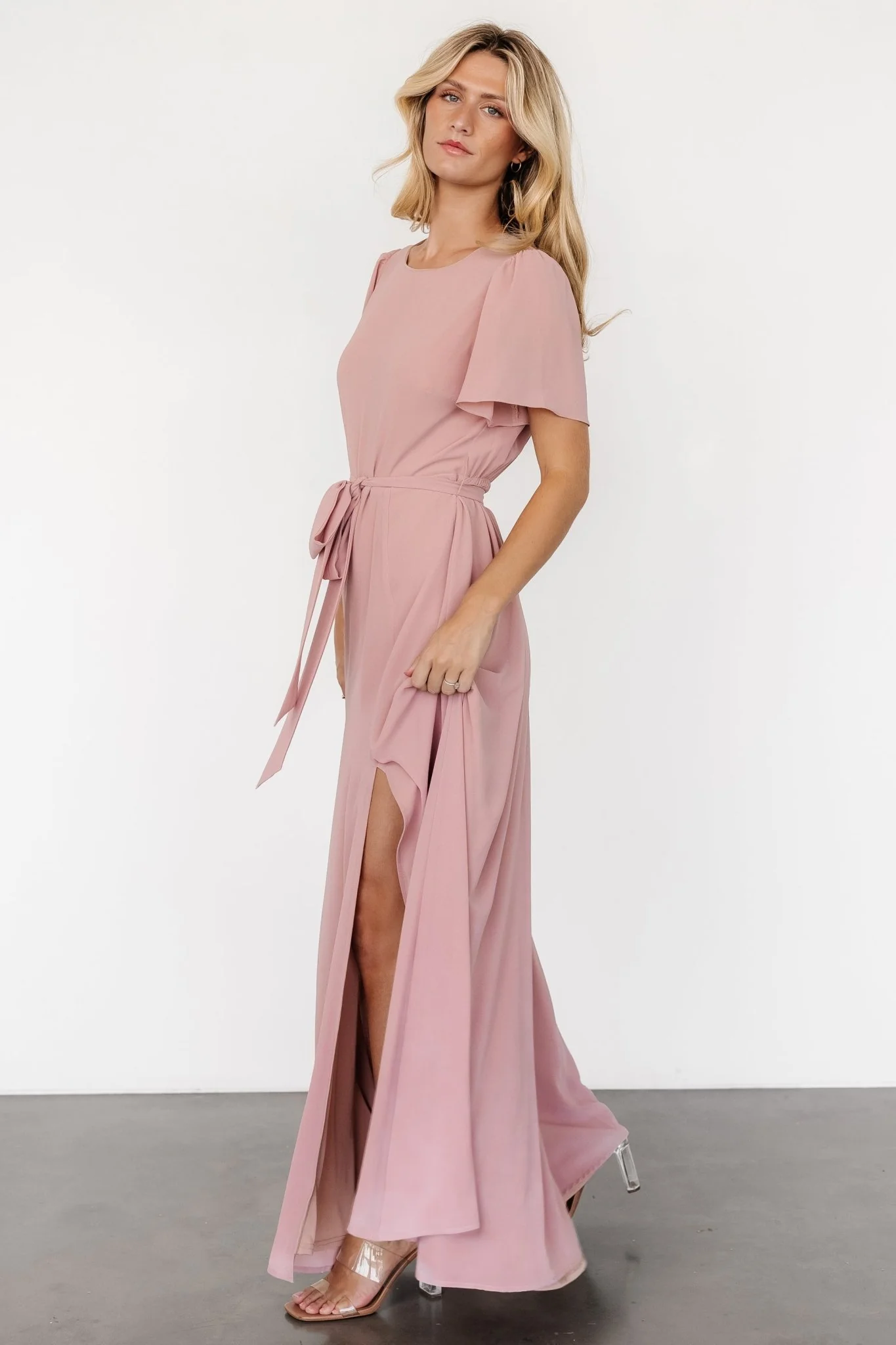 Naomi Short Sleeve Maxi Dress | Blush Pink