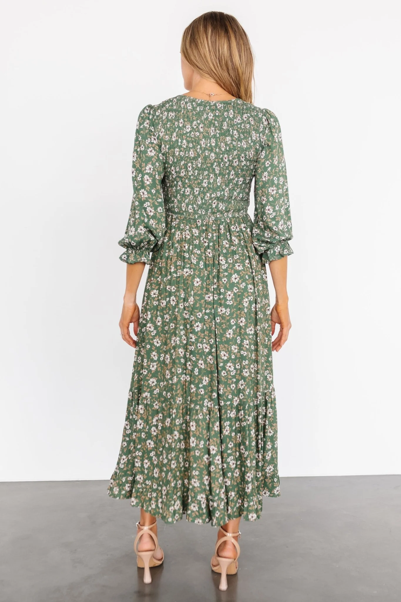 Tarryn Smocked Midi Dress | Olive Floral