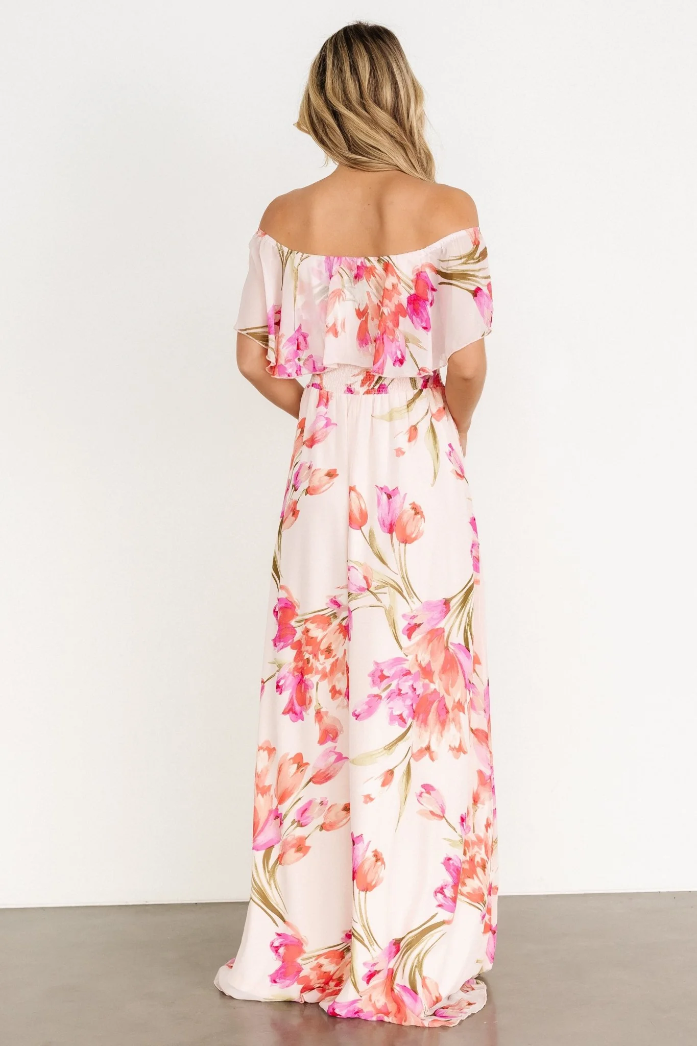 Daphne Off Shoulder Maxi Dress | Blush Floral