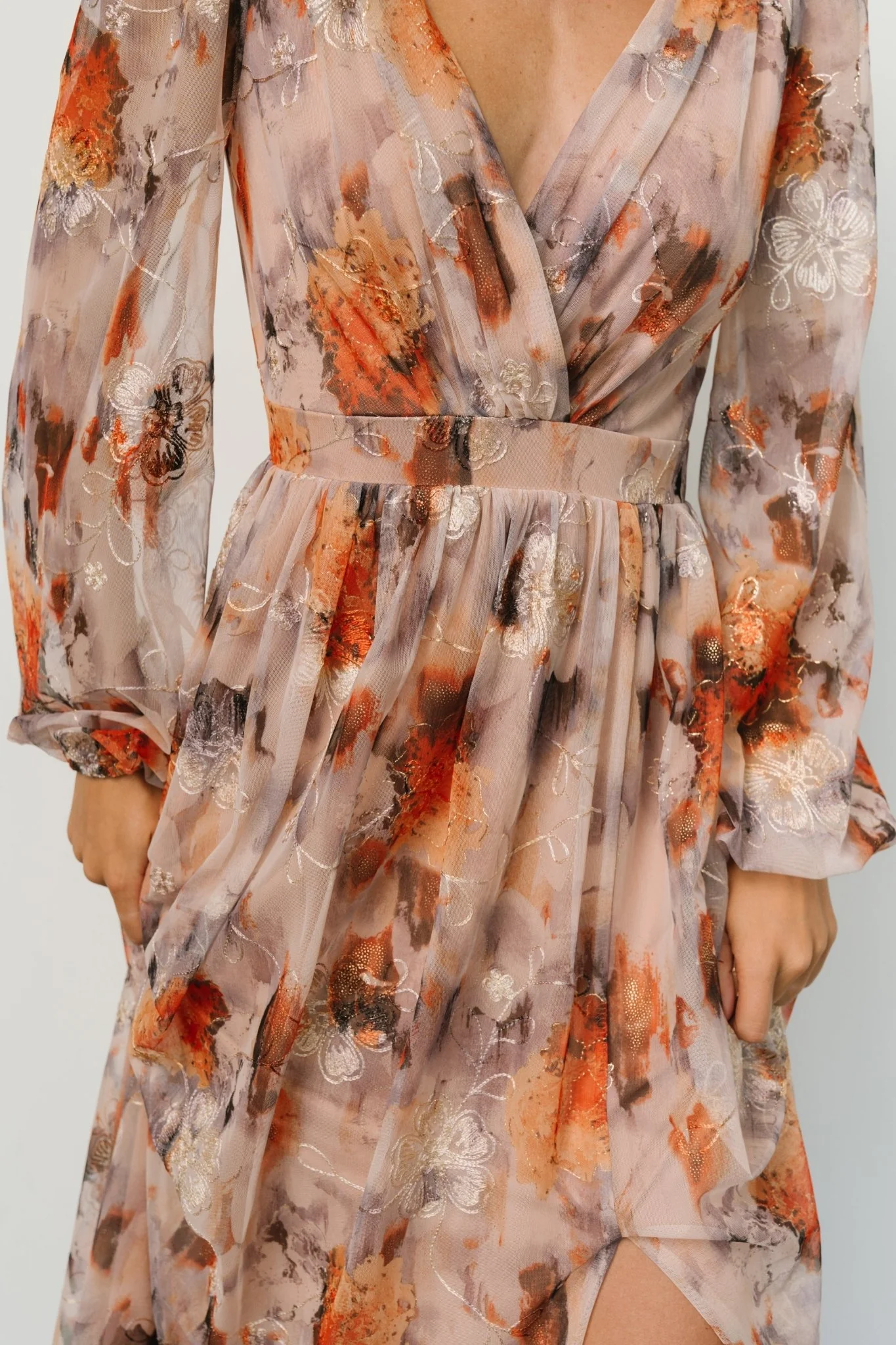 Helene Maxi Dress | Taupe Multi