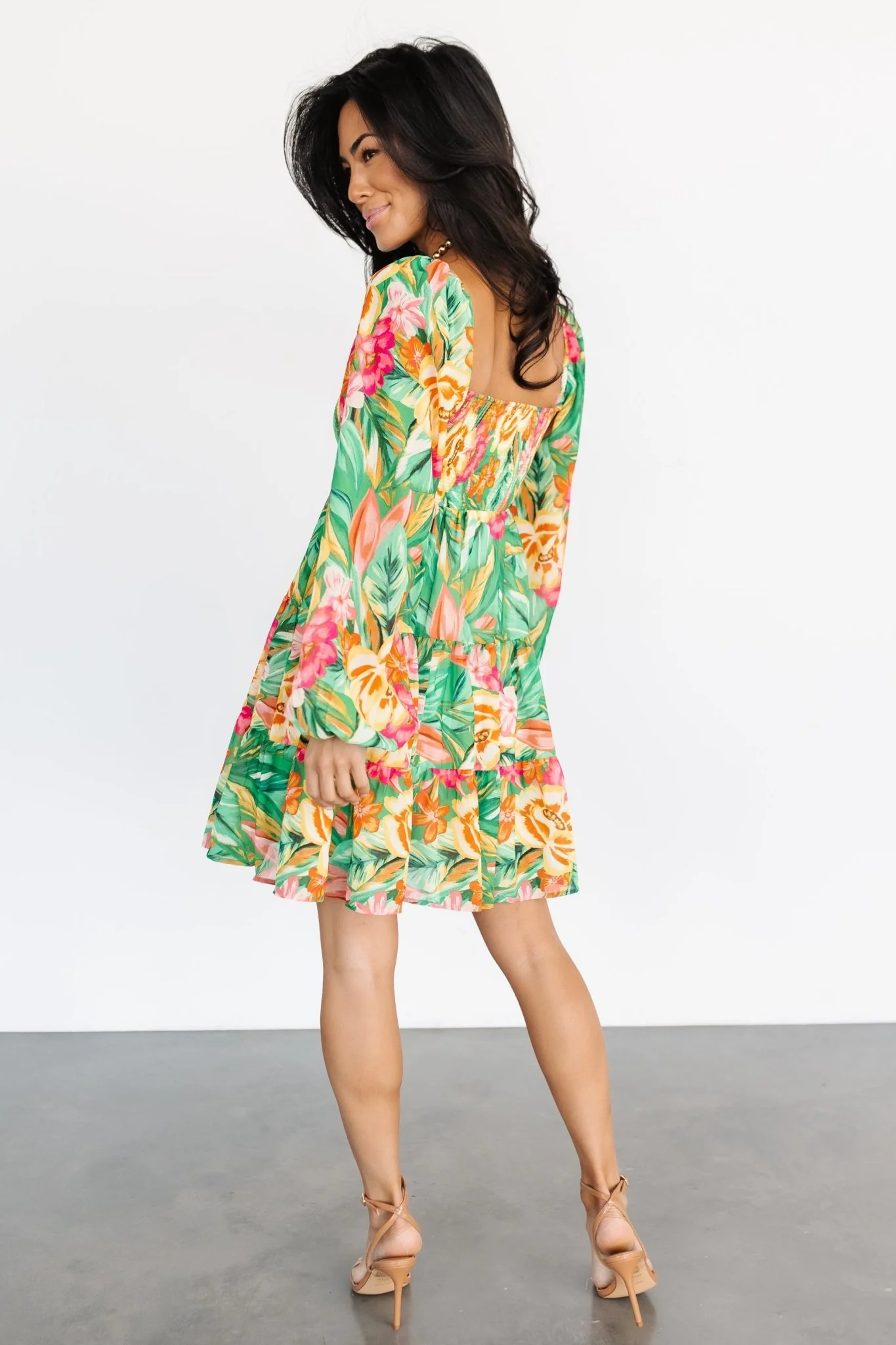 Acapulco Short Dress | Green Multi Print