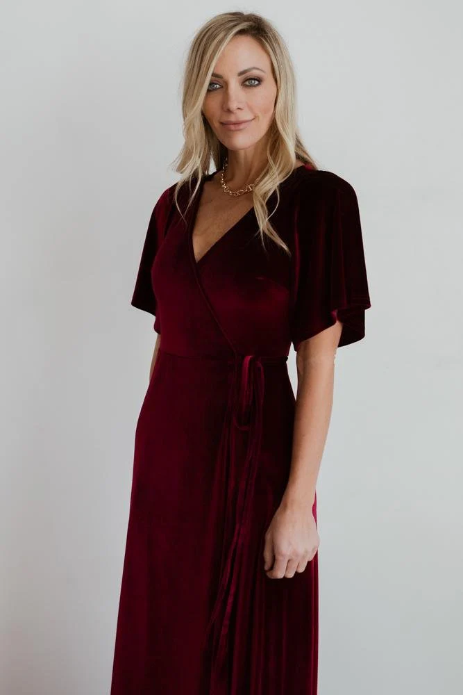Meghan Velvet Wrap Maxi Dress | Mulberry
