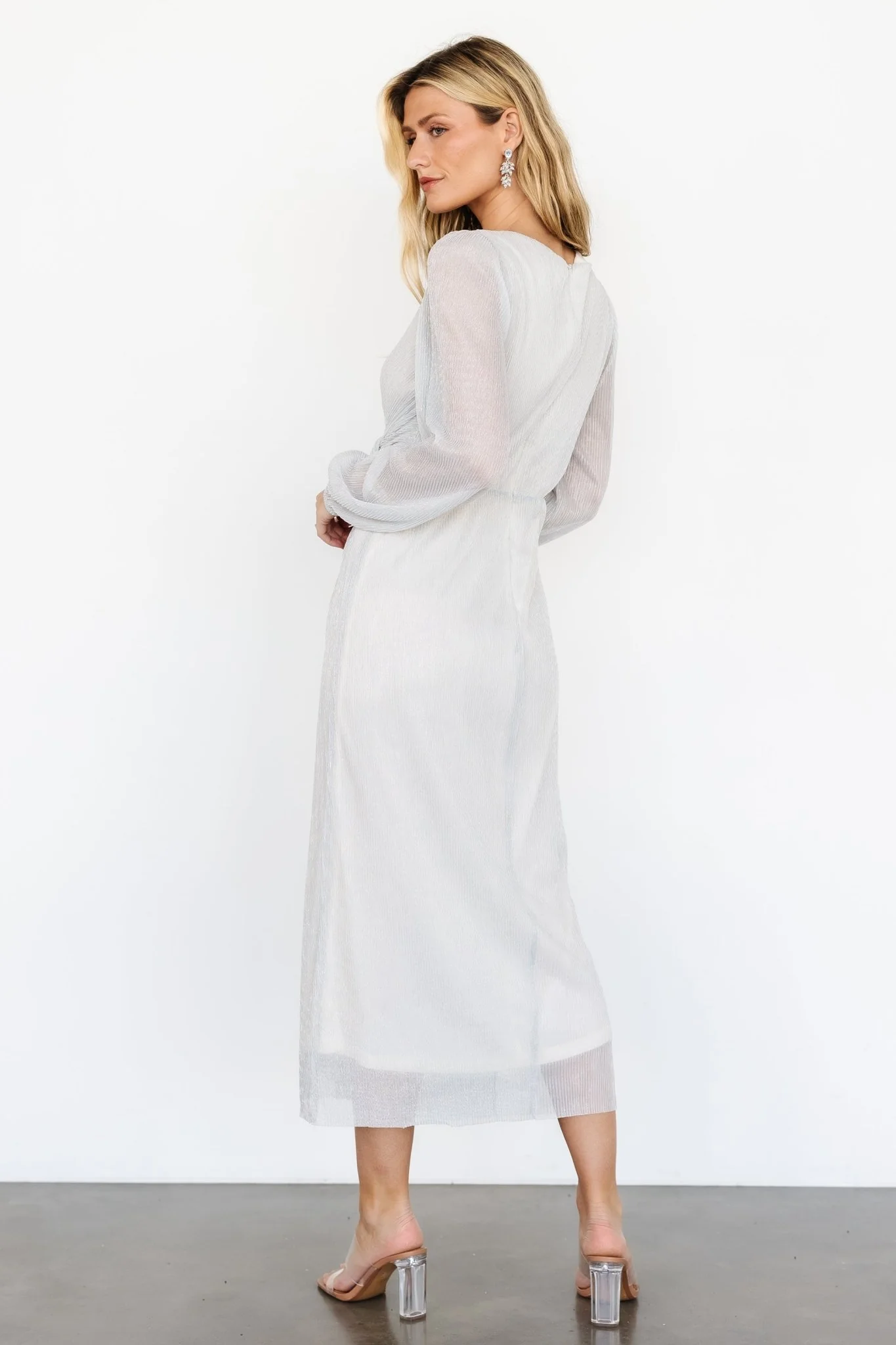 Devlyn Pleated Dress | Silver Shimmer