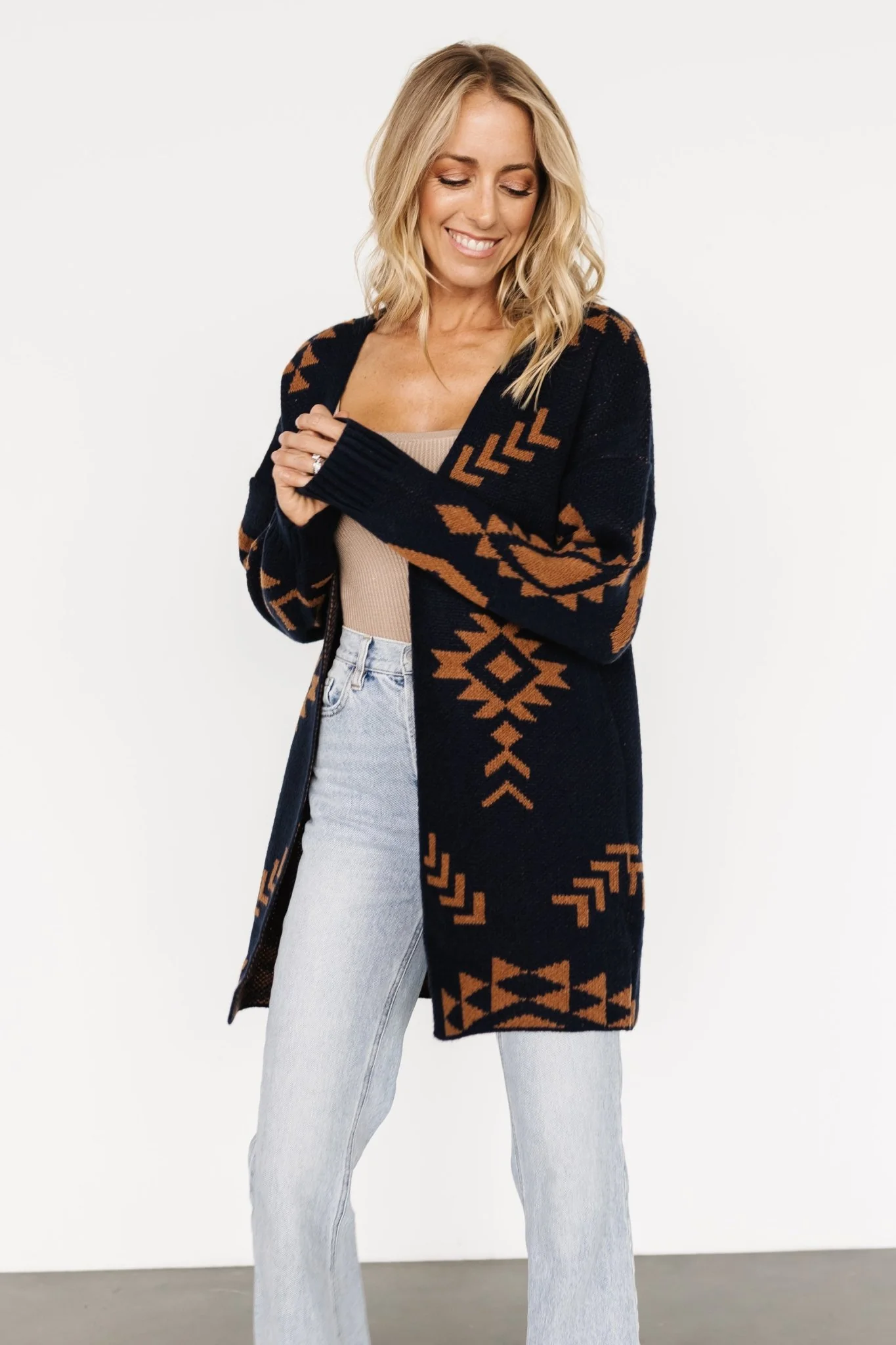 Hays Oversized Cardigan | Navy + Camel