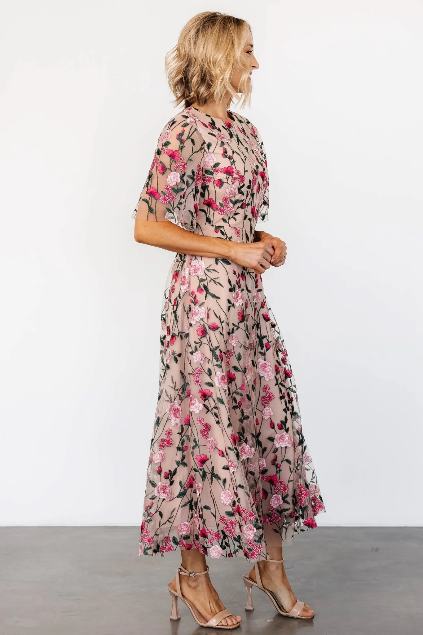 Arabella Embroidered Tulle Maxi Dress | Rose Garden