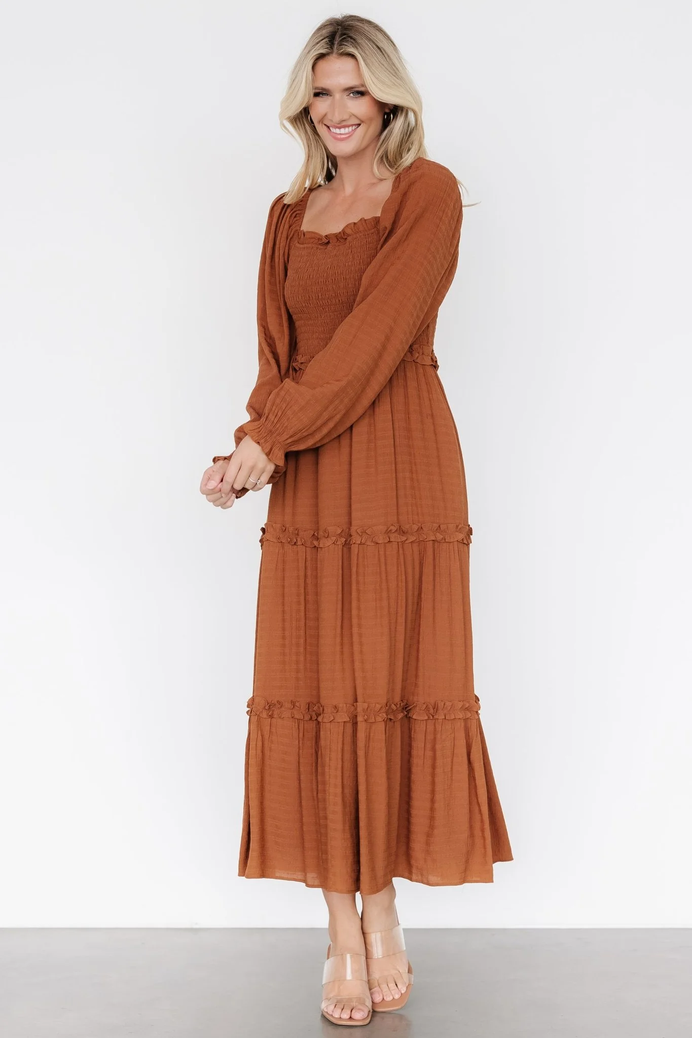 Rowan Tiered Dress | Warm Brown