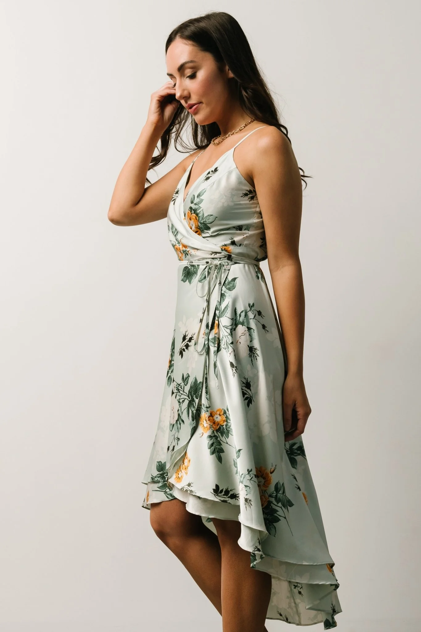 Steffi Tulip Wrap Dress | Light Sage Floral