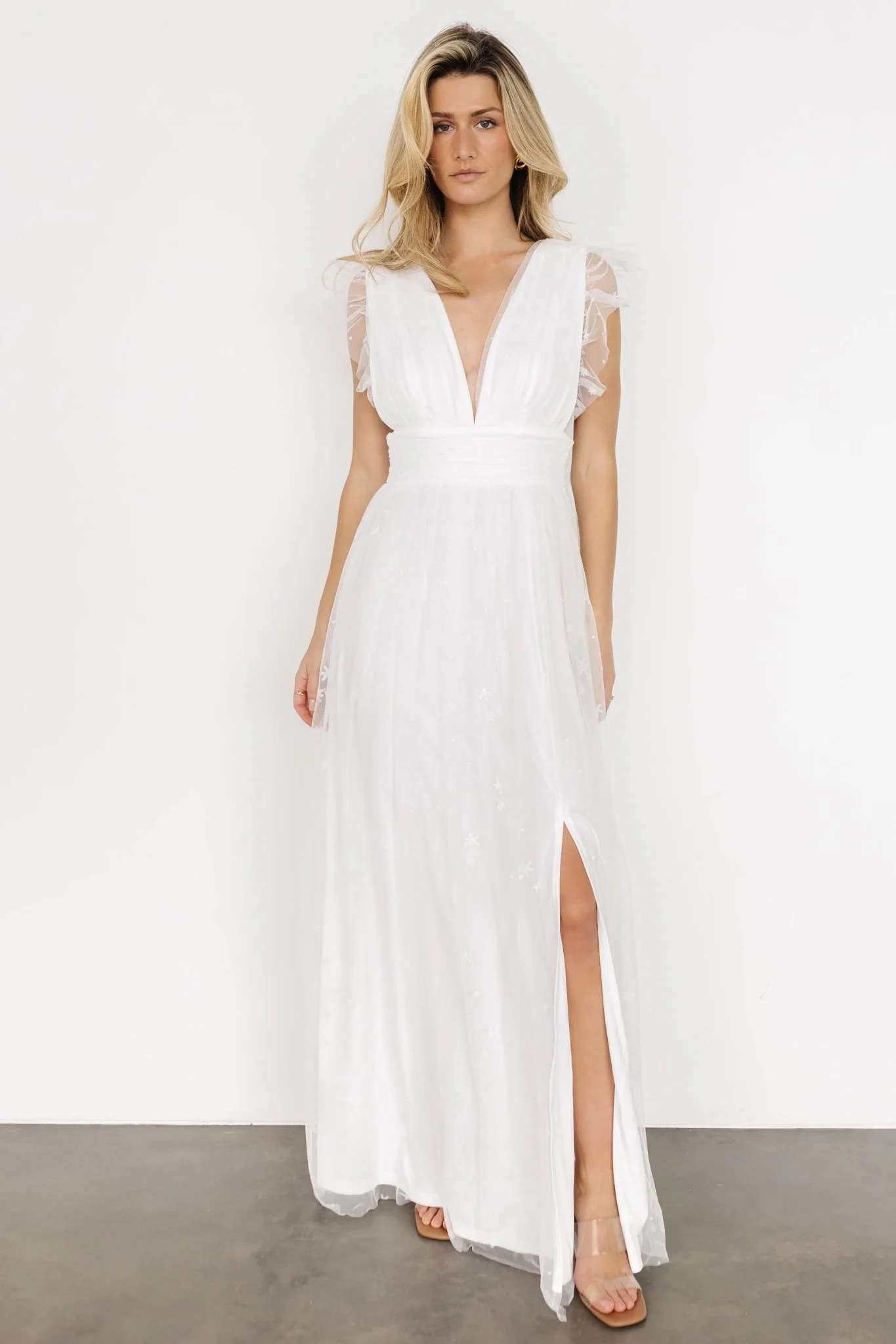 Nova Shimmer Maxi Dress | White