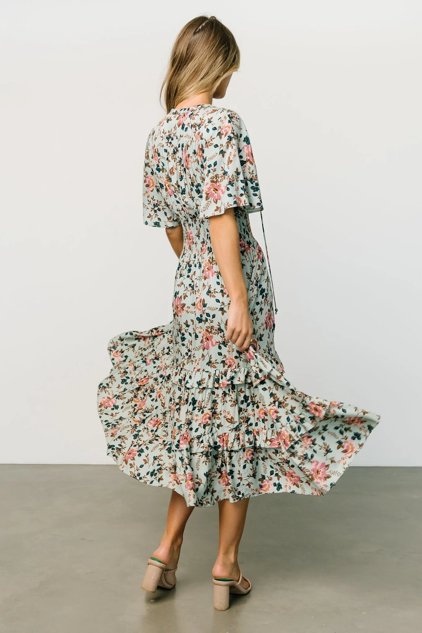 Spell Boho Midi Dress | Sage + Pink Floral