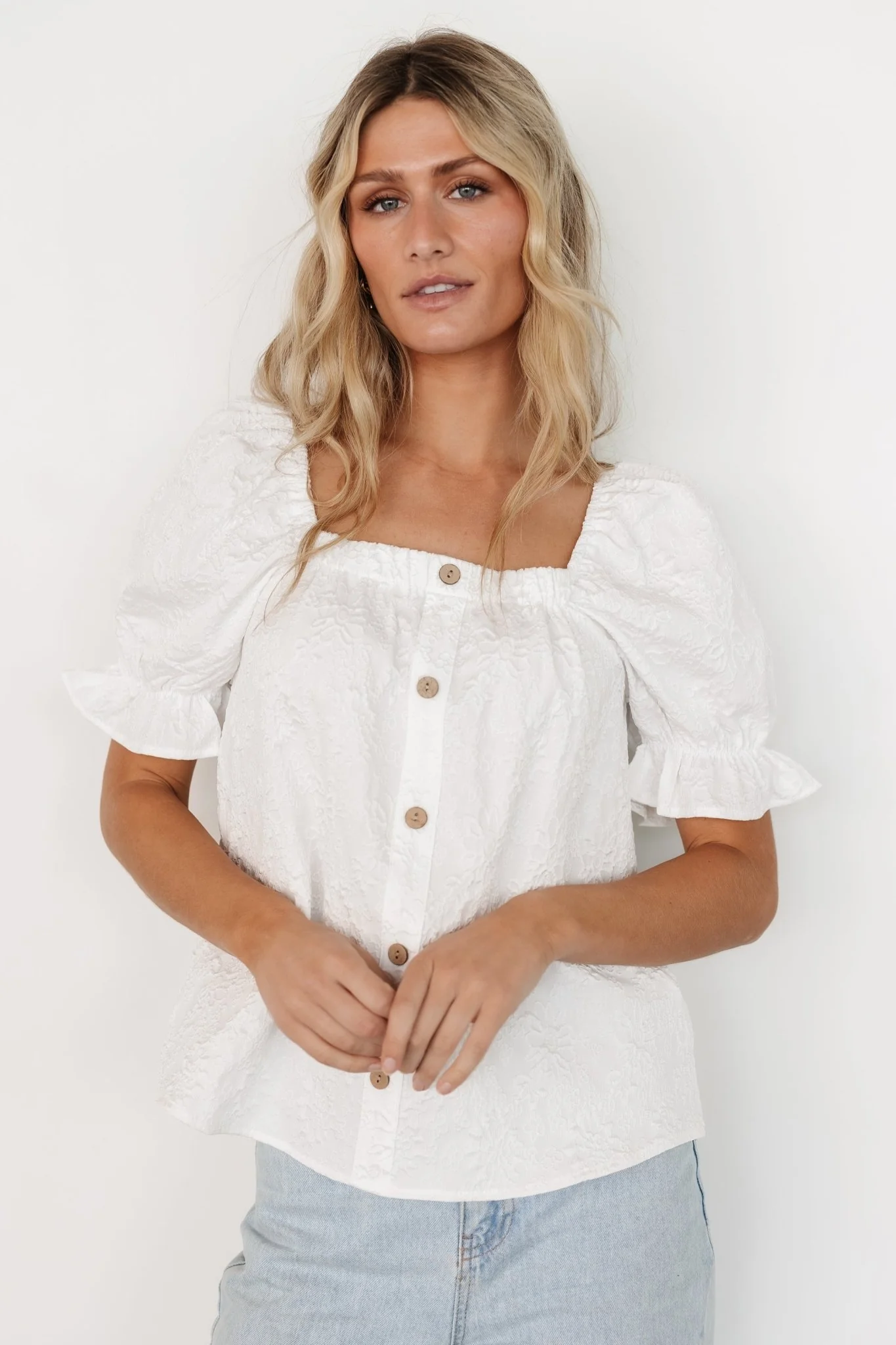 Dalian Embossed Top | Off White