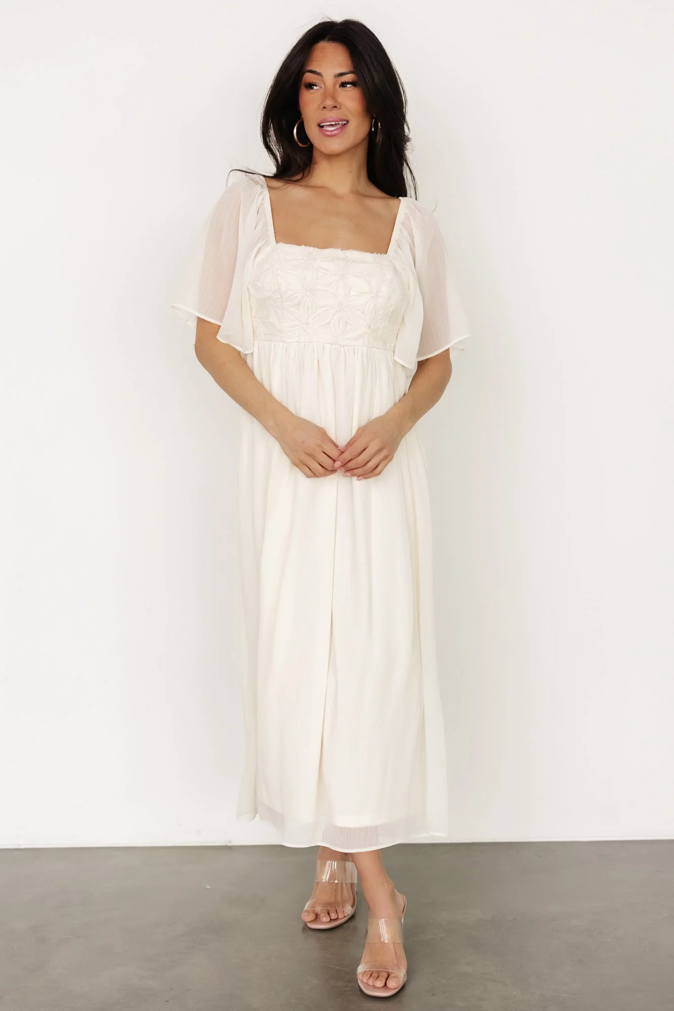 Lilith Applique Midi Dress | Cream