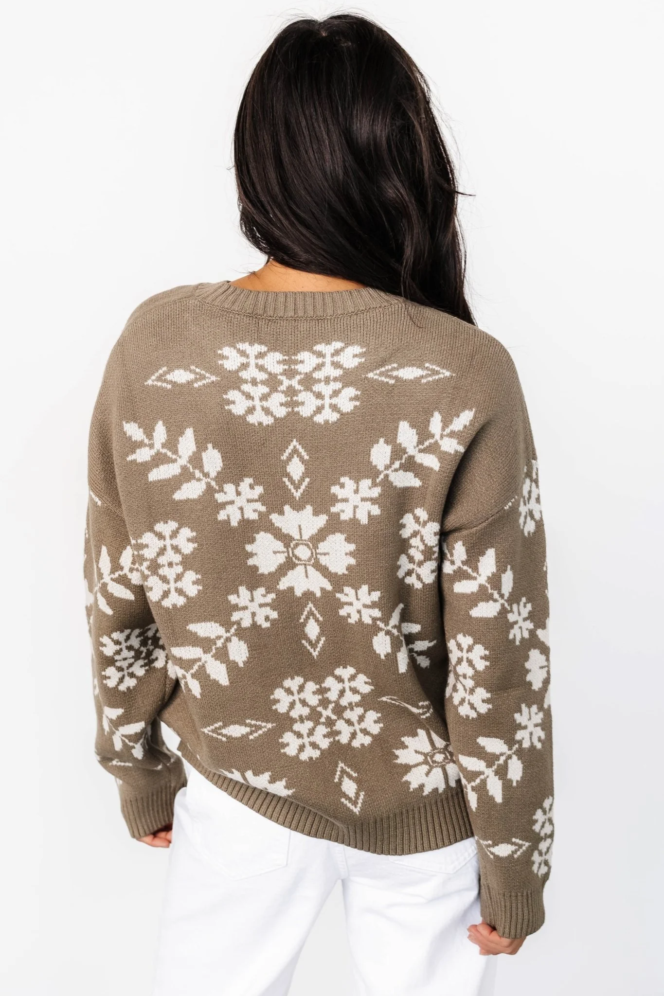 Elsa Sweater | Olive + Off White