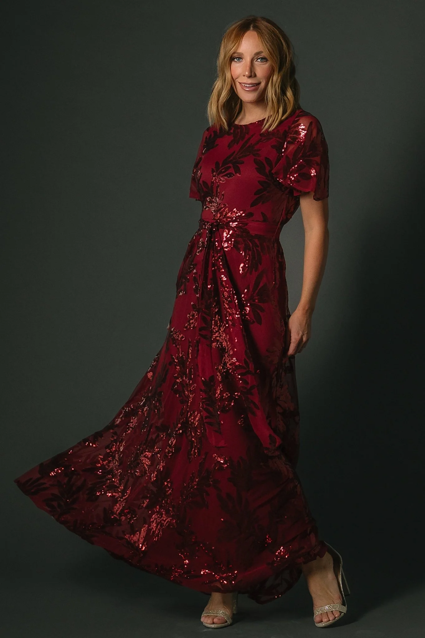 Muse Sequin Maxi Dress | Wine