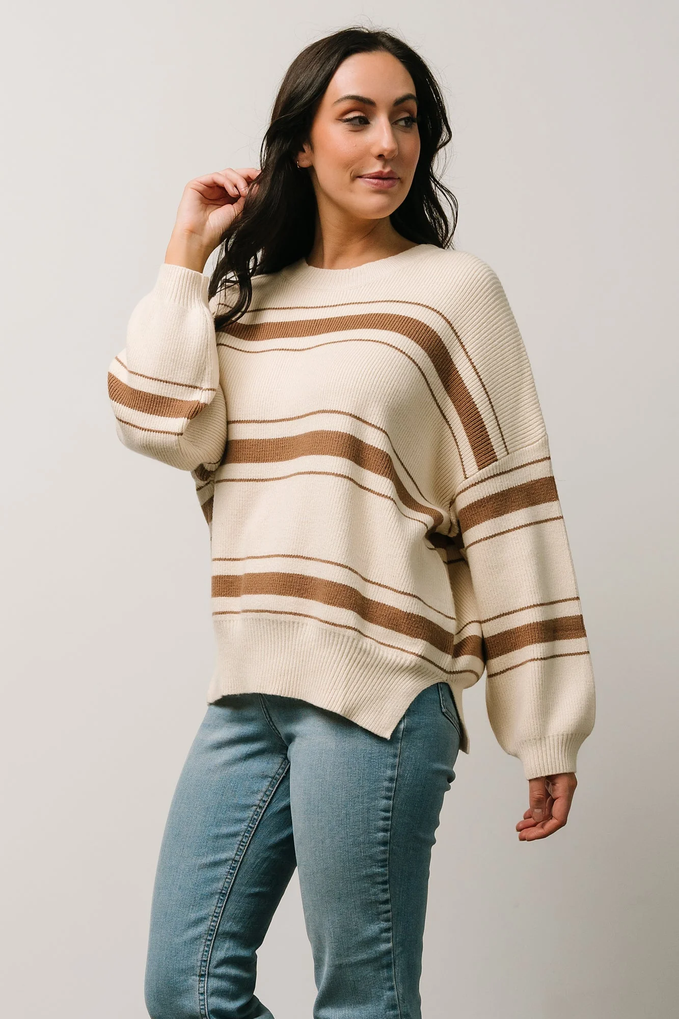 Charlie Striped Sweater | Taupe